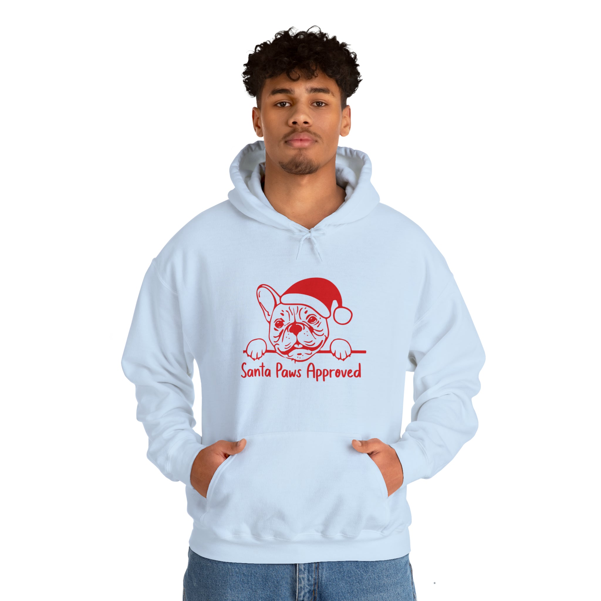Santa French Bulldog Fleece Hoodie for Frenchie Enthusiasts-fadou