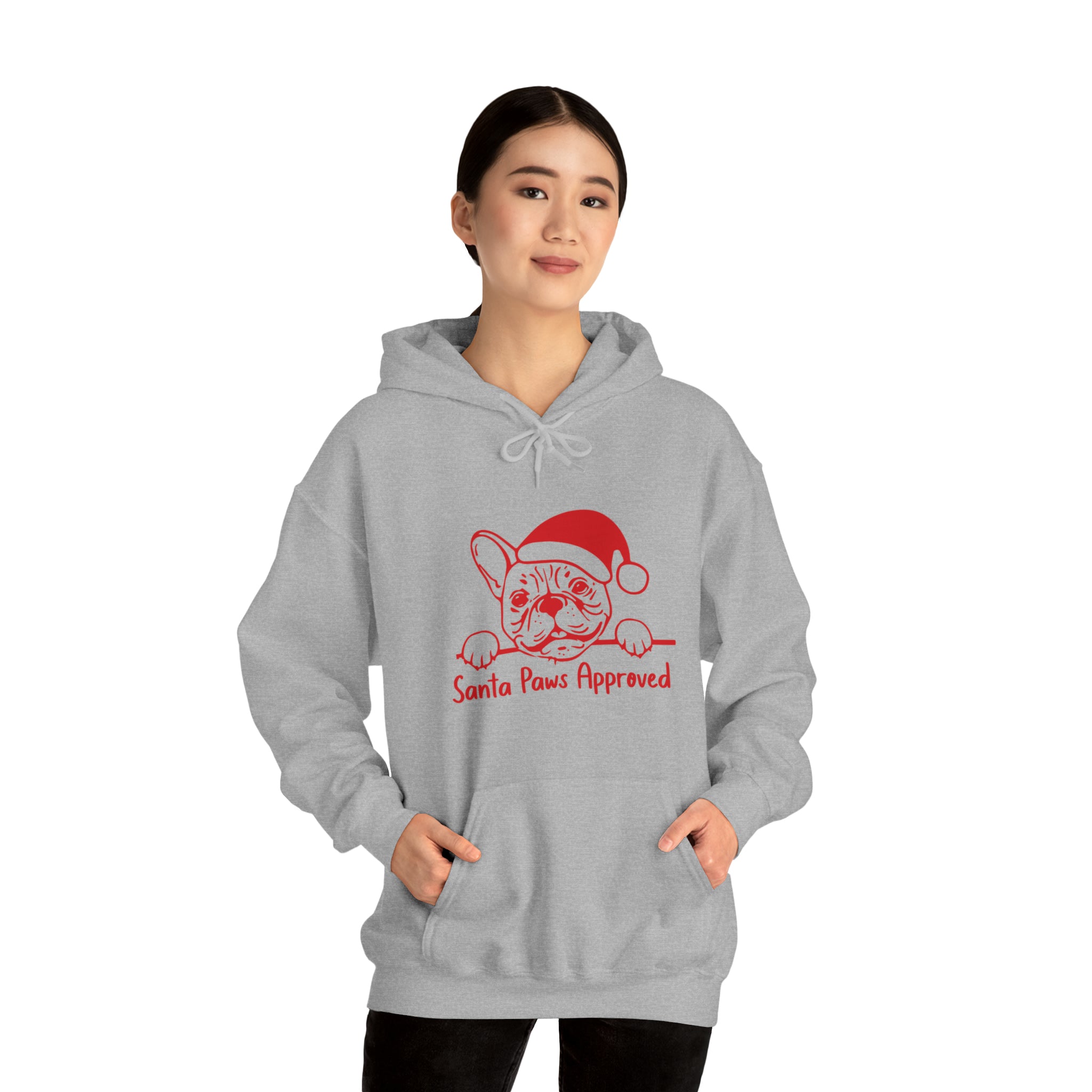 Santa French Bulldog Fleece Hoodie for Frenchie Enthusiasts-fadou