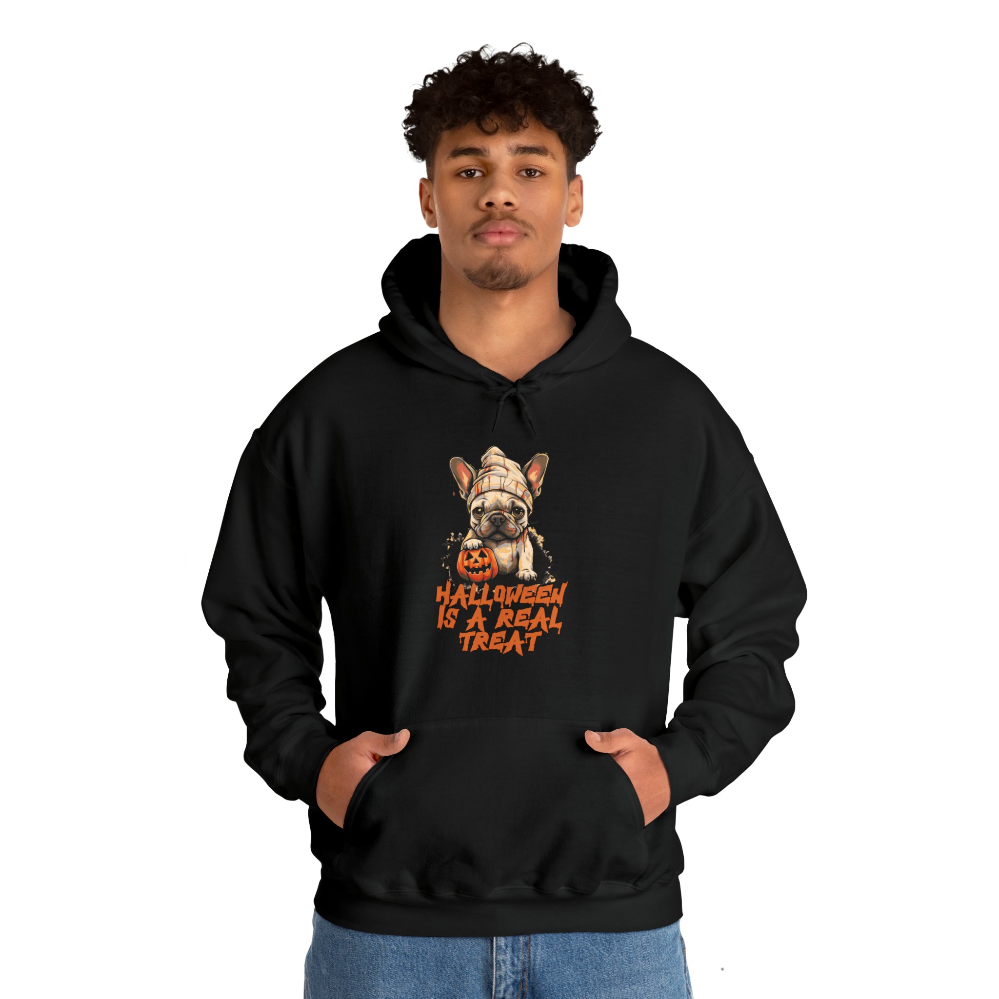 French Bulldog Halloween Fleece Hoodie for Everyday Wear-fadou