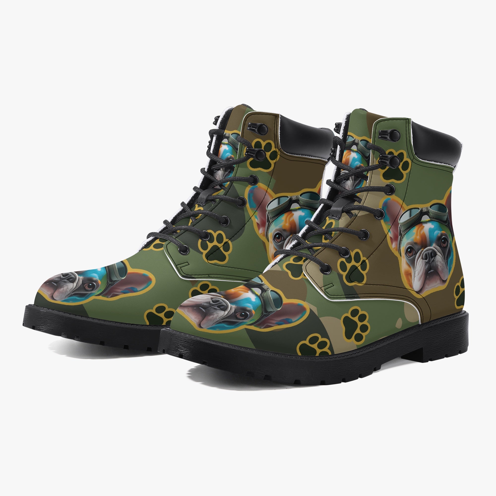 French Bulldog Leather Fashion Boots for Frenchie Enthusiasts-fadou
