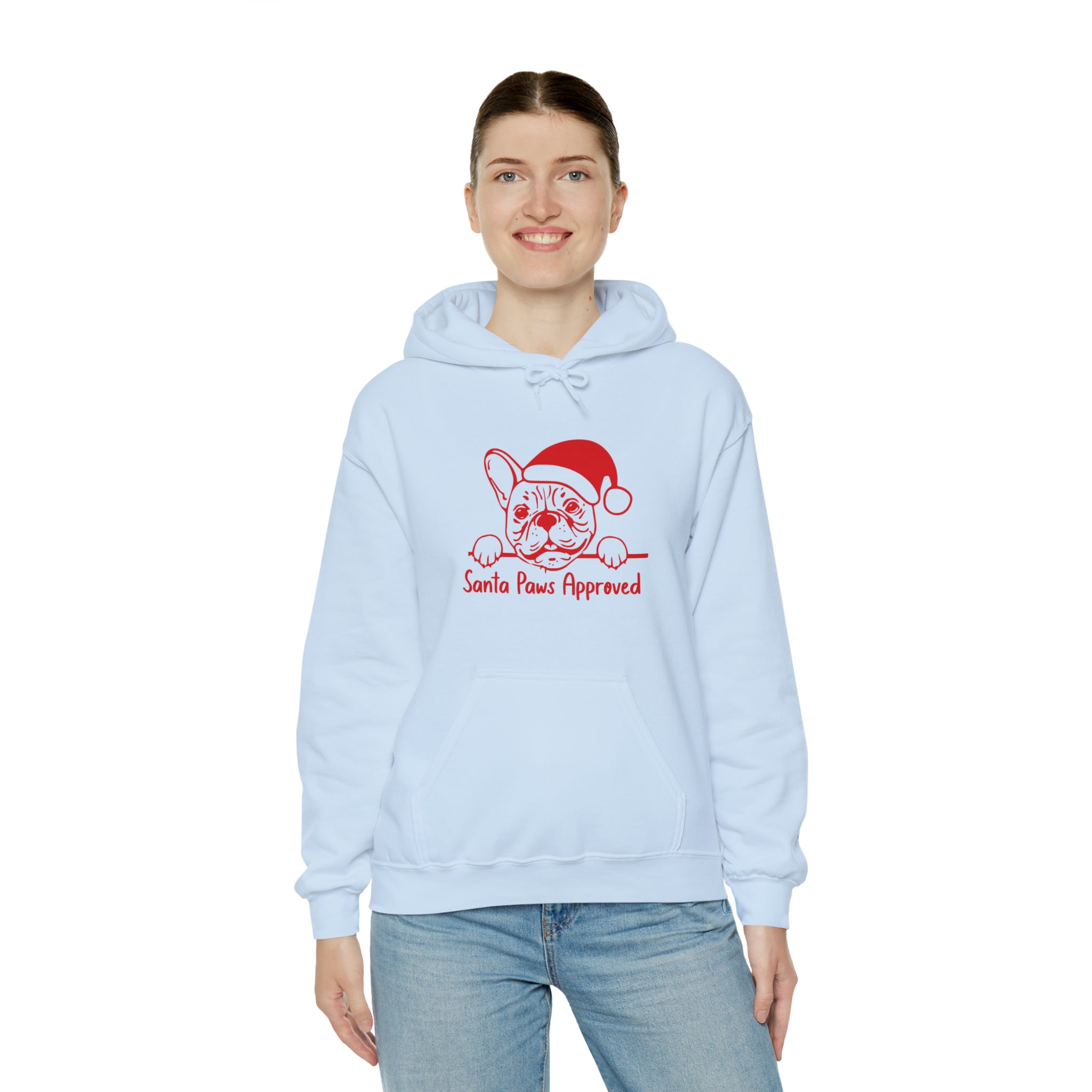 Santa French Bulldog Fleece Hoodie for Frenchie Enthusiasts-fadou