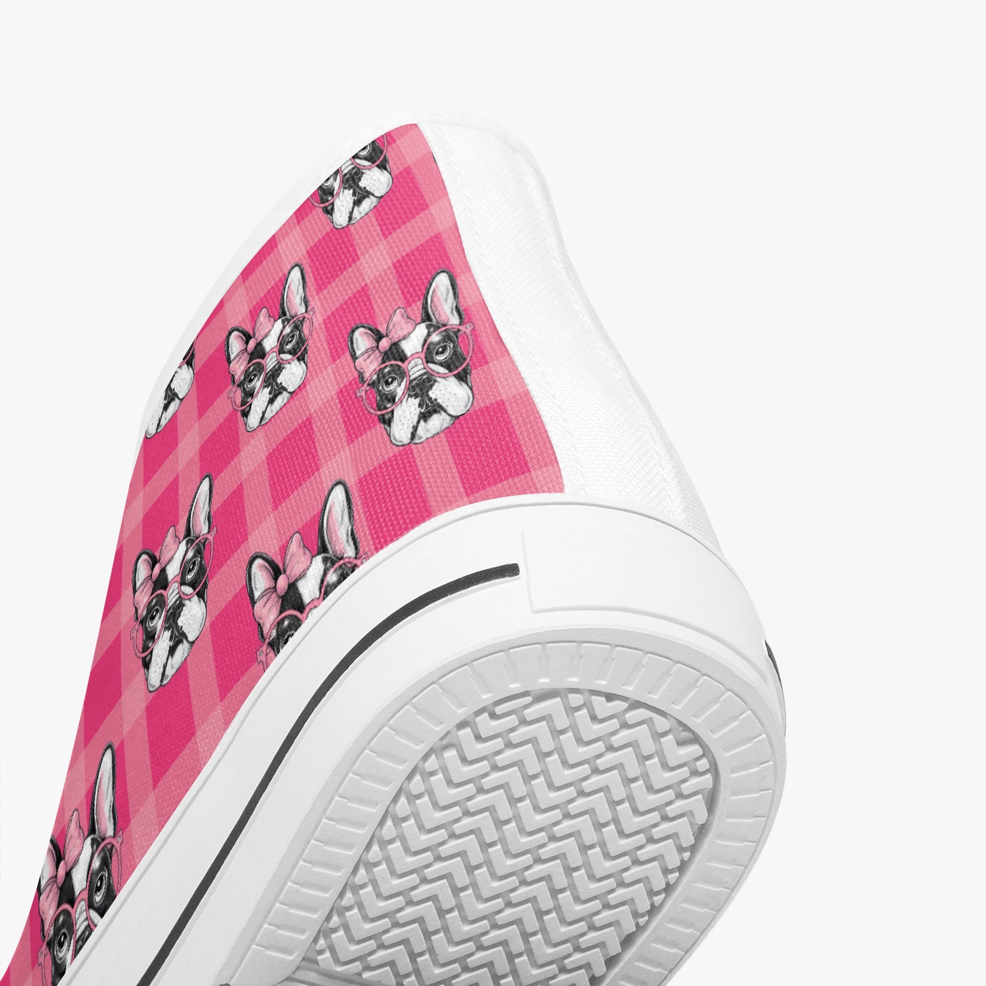 High-Top Classic Canvas Sneakers for Frenchie Enthusiasts-fadou