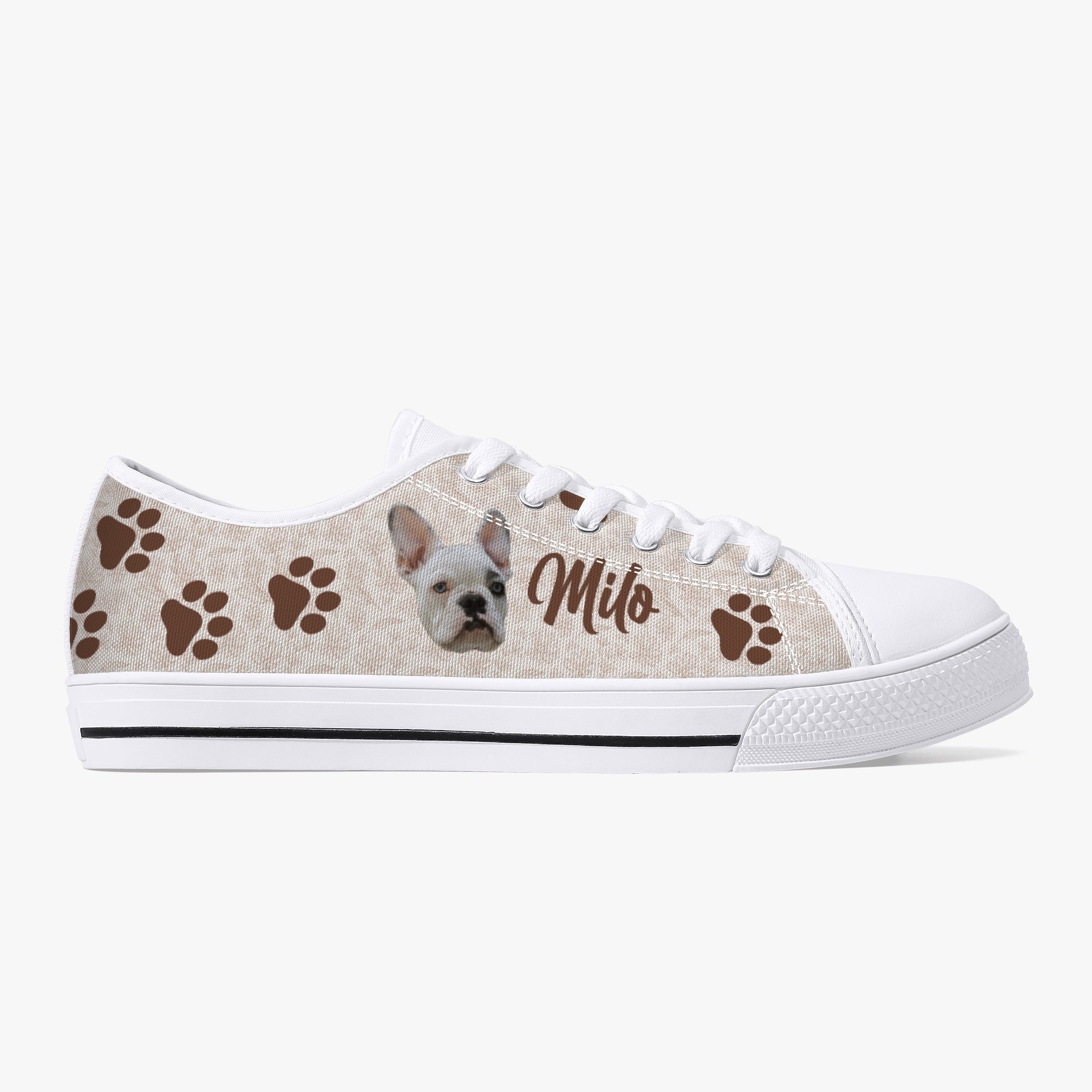 Frenchie Personalized Canvas Sneakers for Frenchie Fans-fadou