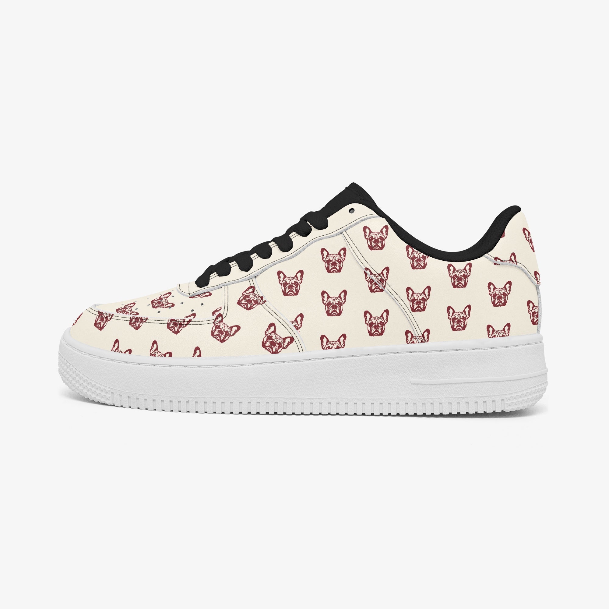 French Bulldog Leather Classic Sneakers for Dog Park Days-fadou