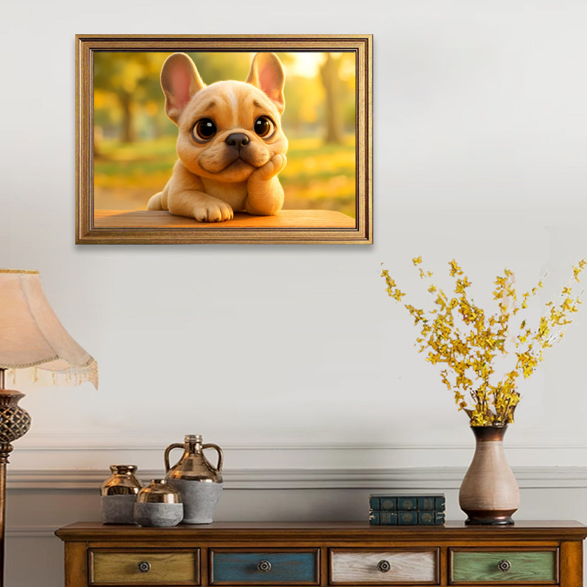 Luna French Bulldog Canvas Wall Art for Frenchie Enthusiasts-fadou