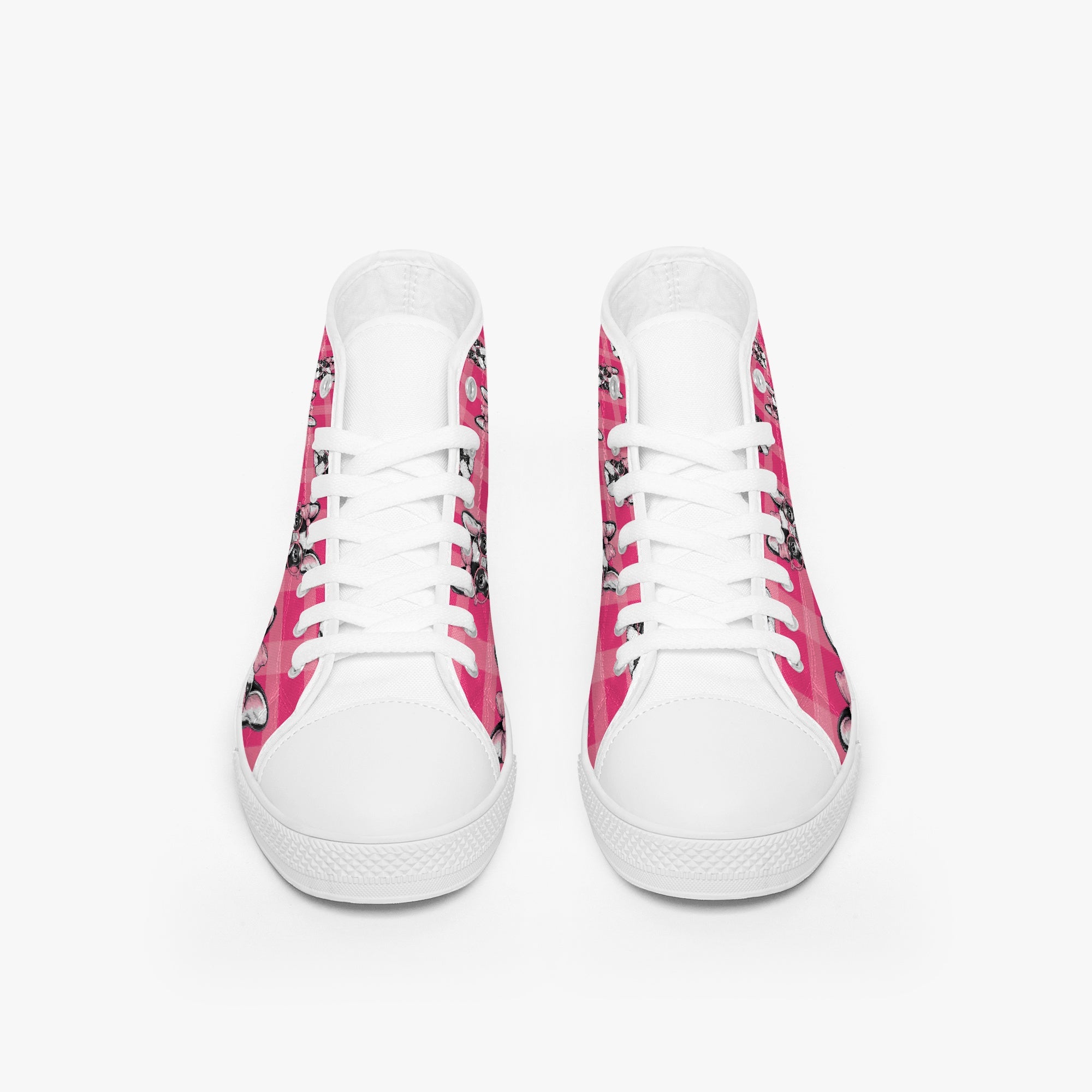 High-Top Classic Canvas Sneakers for Frenchie Enthusiasts-fadou