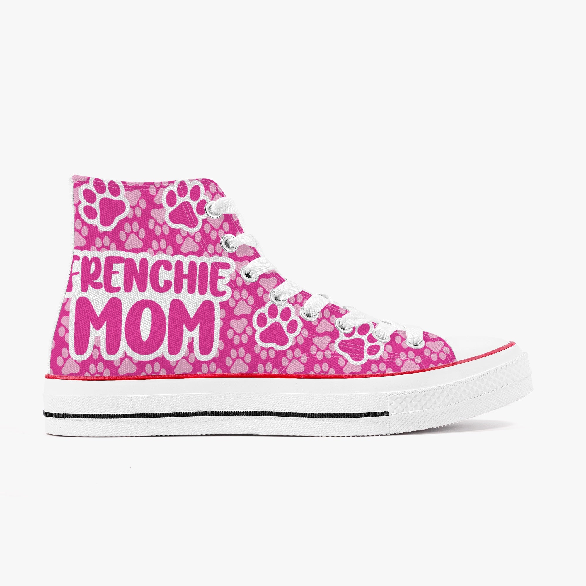 French Bulldog High-Top Canvas Sneakers for Bulldog Owners-fadou