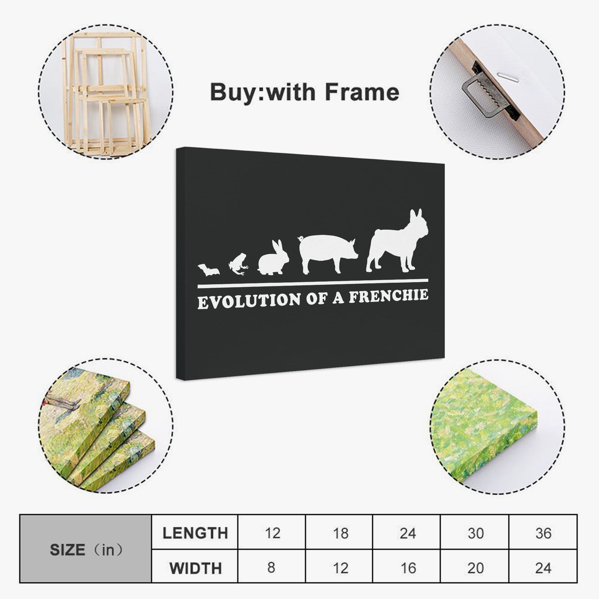 French Bulldog Adorable Canvas Wall Art for Frenchie Fans-fadou