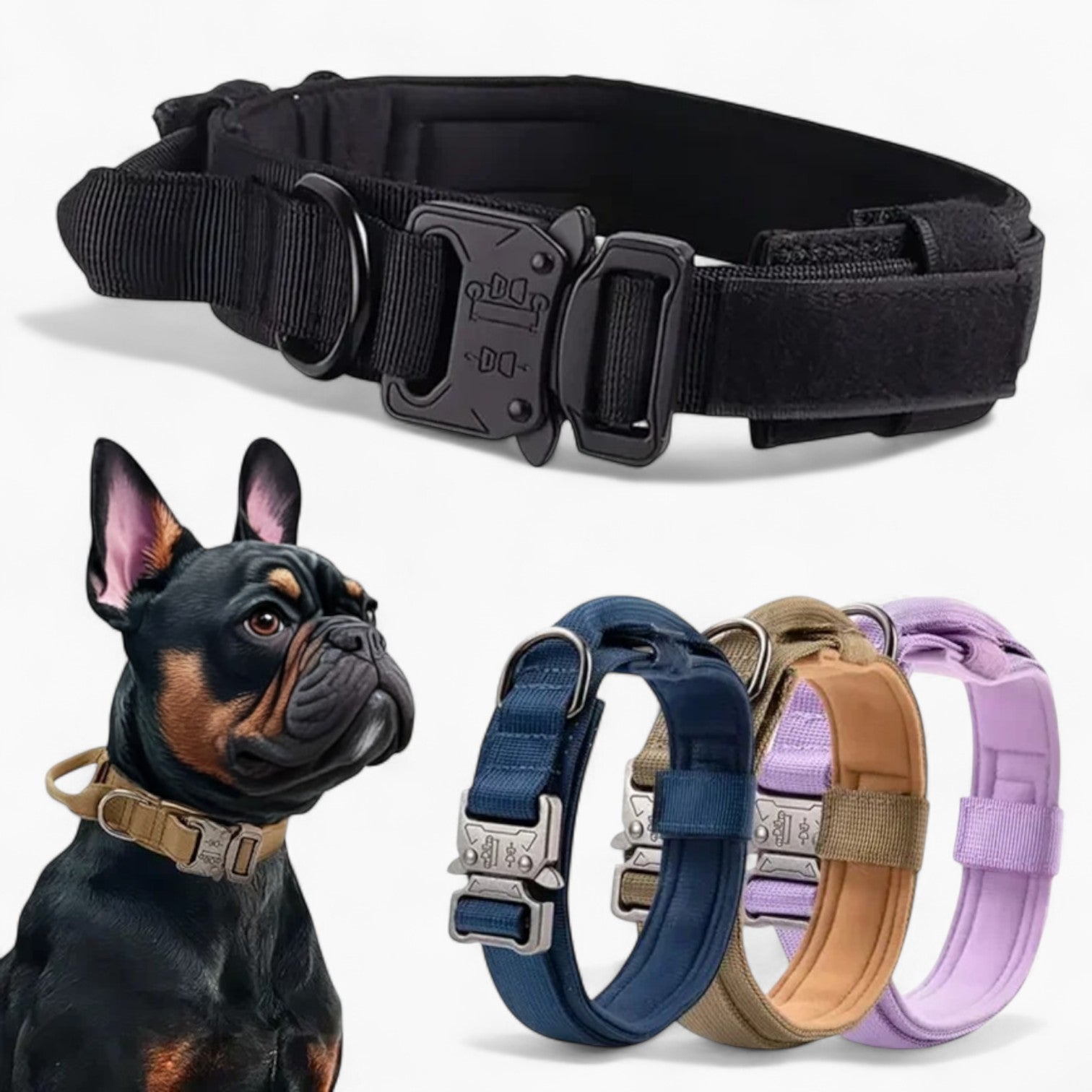 French Bulldog Adjustable ID Collar for Short-Nosed Dogs-fadou