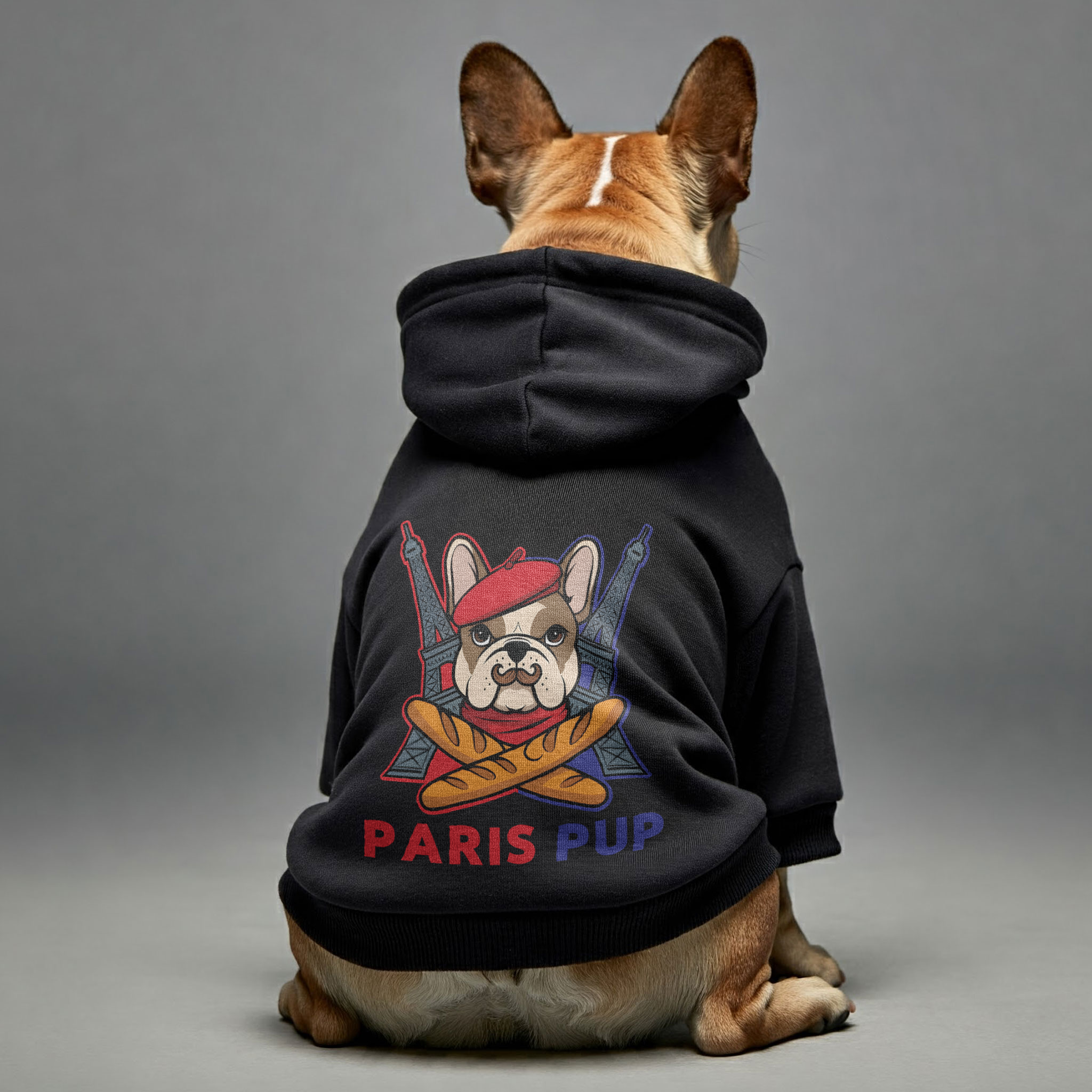Paris French Bulldog Fleece Hoodie for Outdoor Adventures-fadou