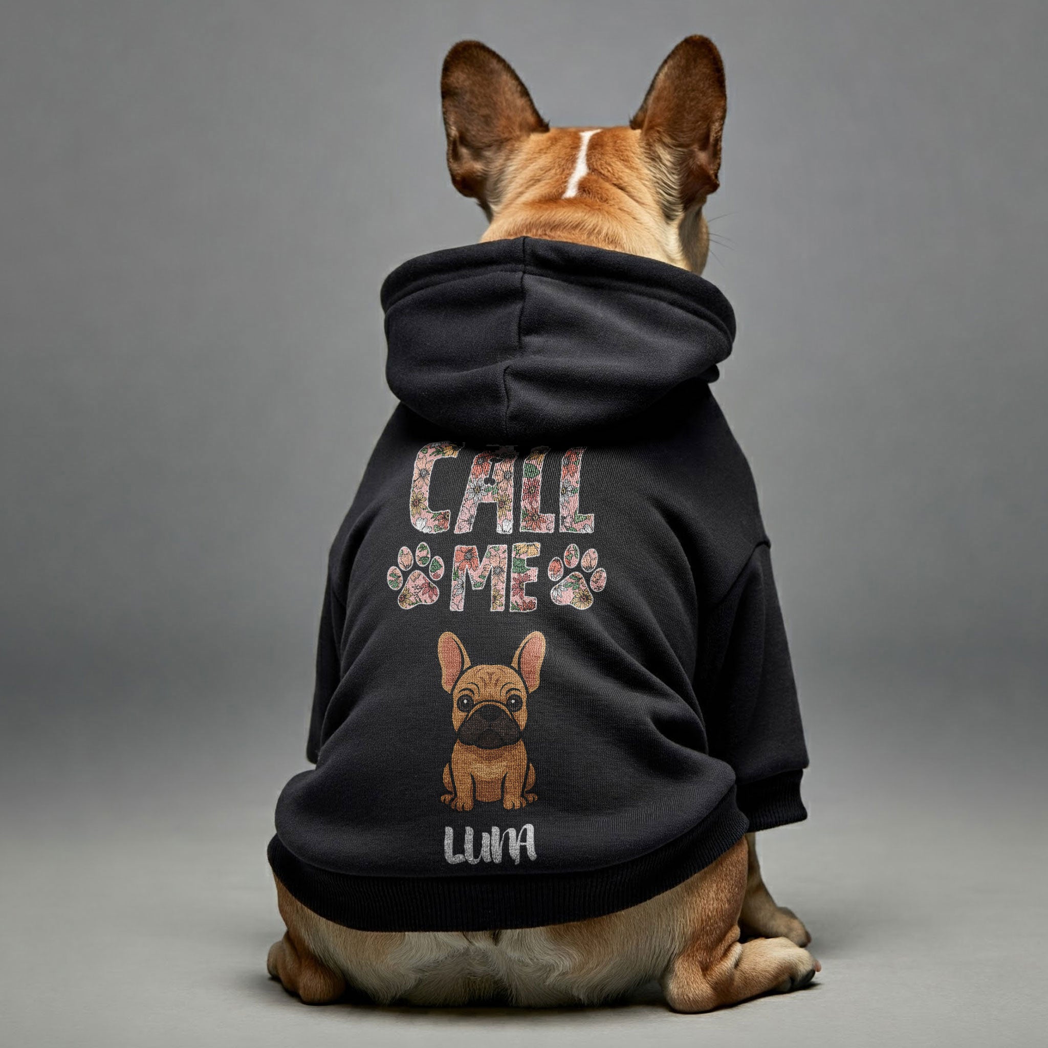 Frenchie Personalized Fleece Hoodie for Brachycephalic Dogs-fadou