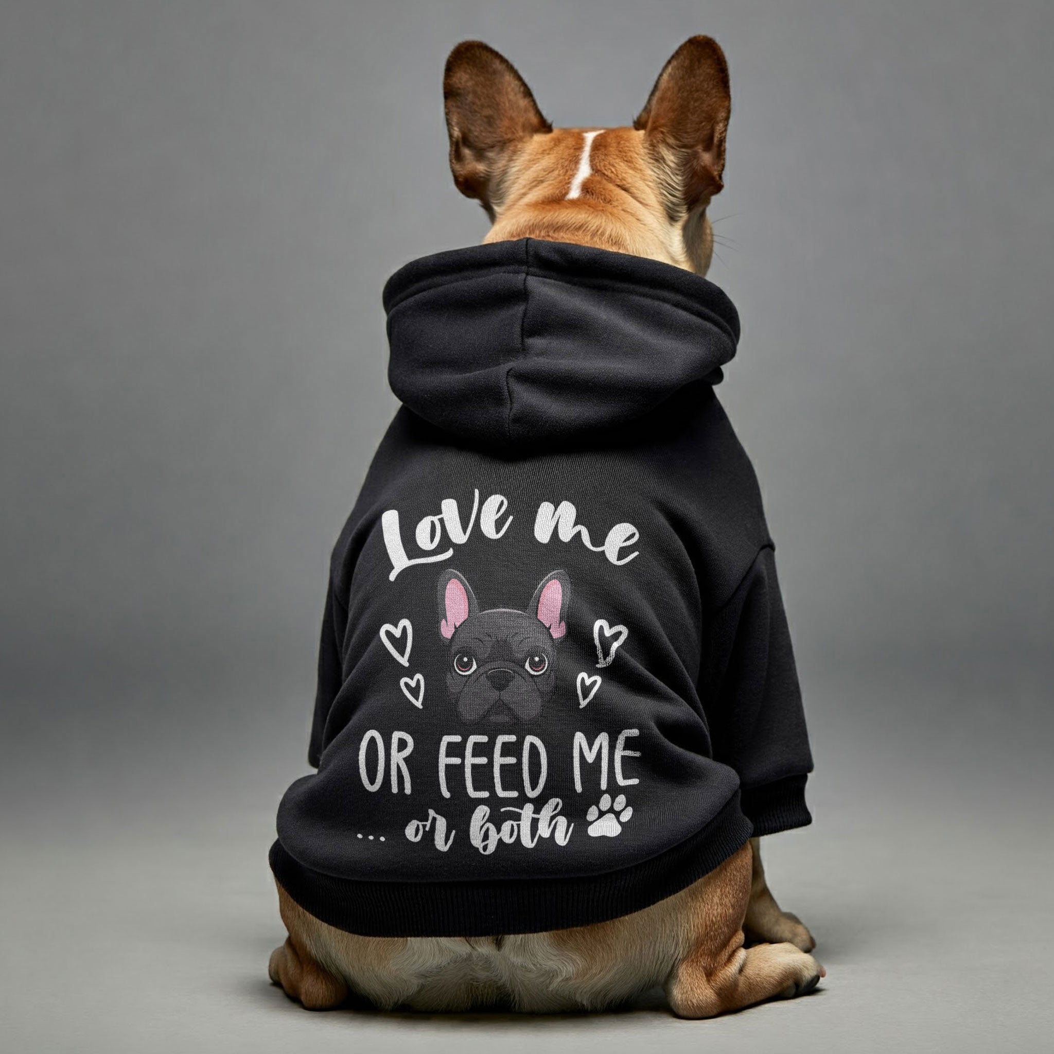 Love French Bulldog Fleece Hoodie for Outdoor Adventures-fadou