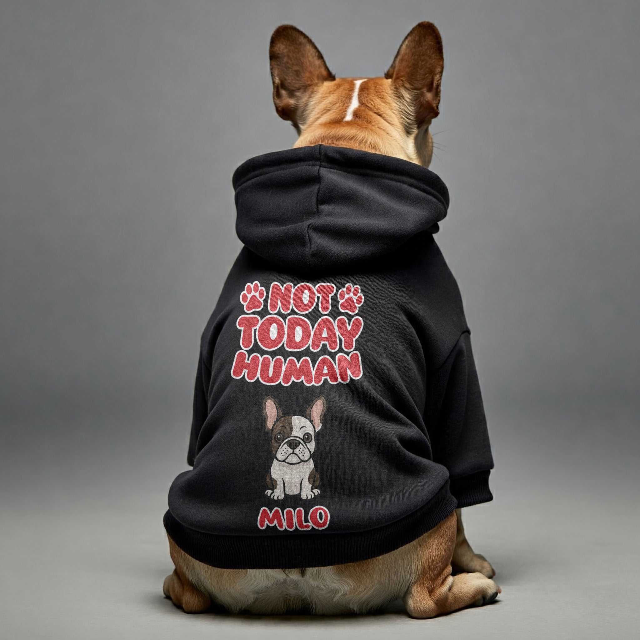 Not French Bulldog Fleece Hoodie for Outdoor Adventures-fadou