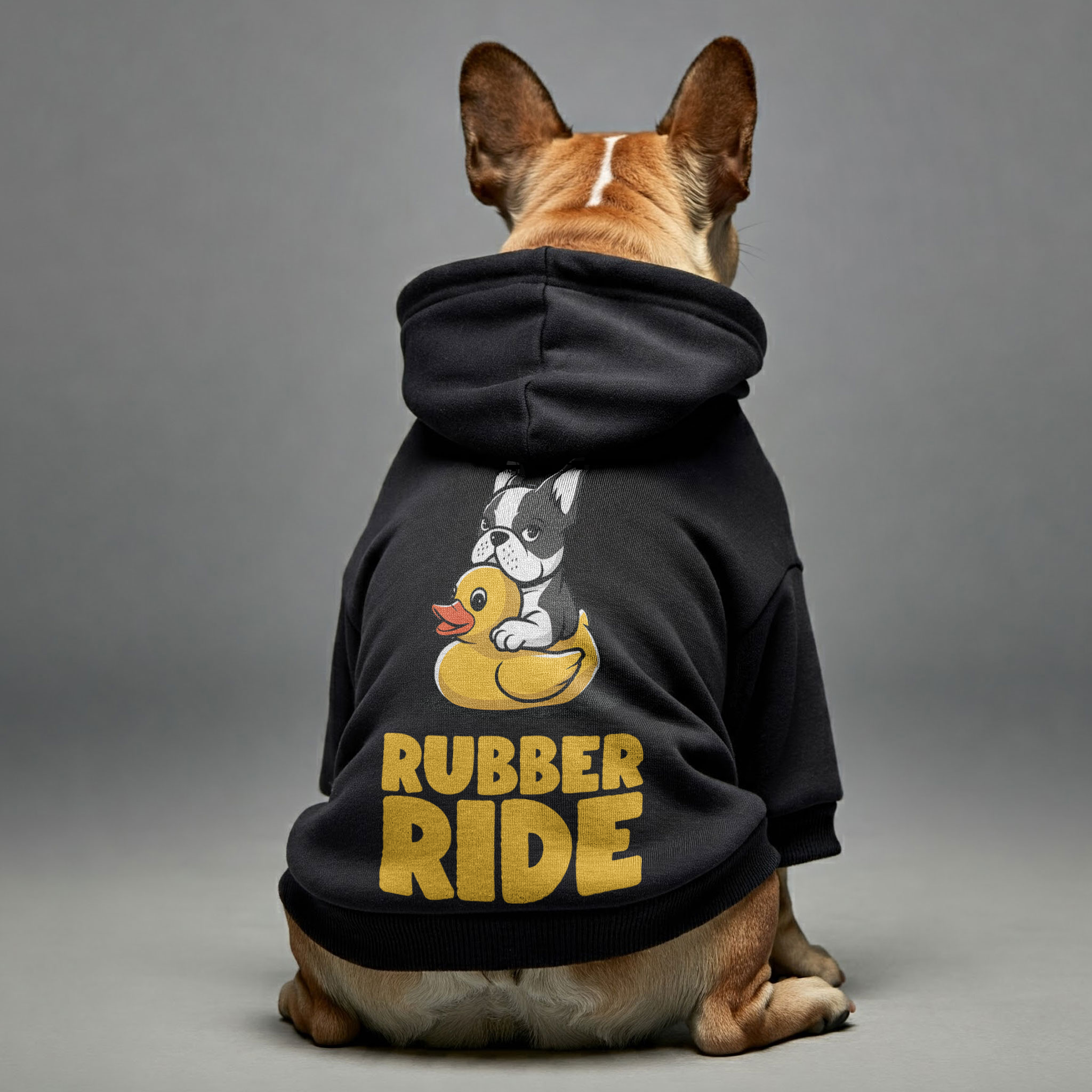 Rubber French Bulldog Dog Hoodie for Outdoor Adventures-fadou