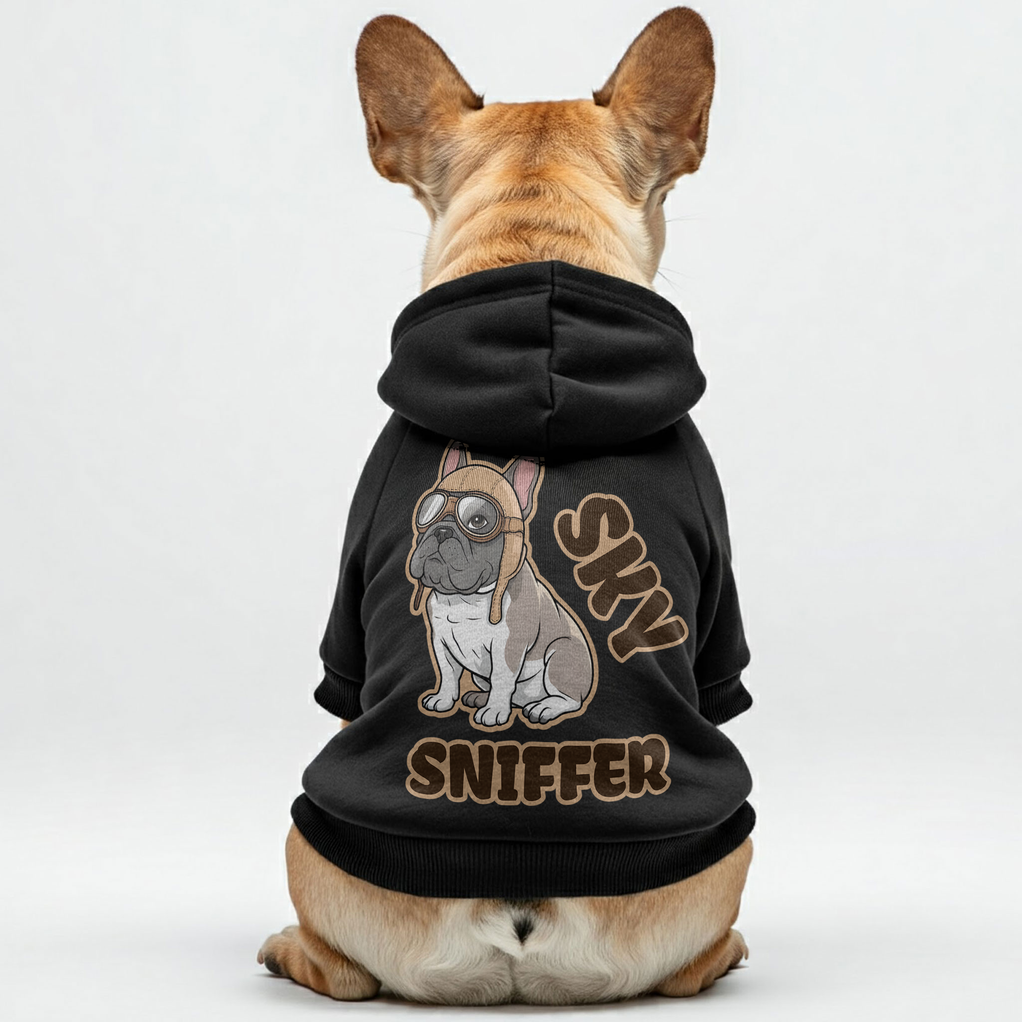 Sky French Bulldog Fleece Hoodie for Outdoor Adventures-fadou