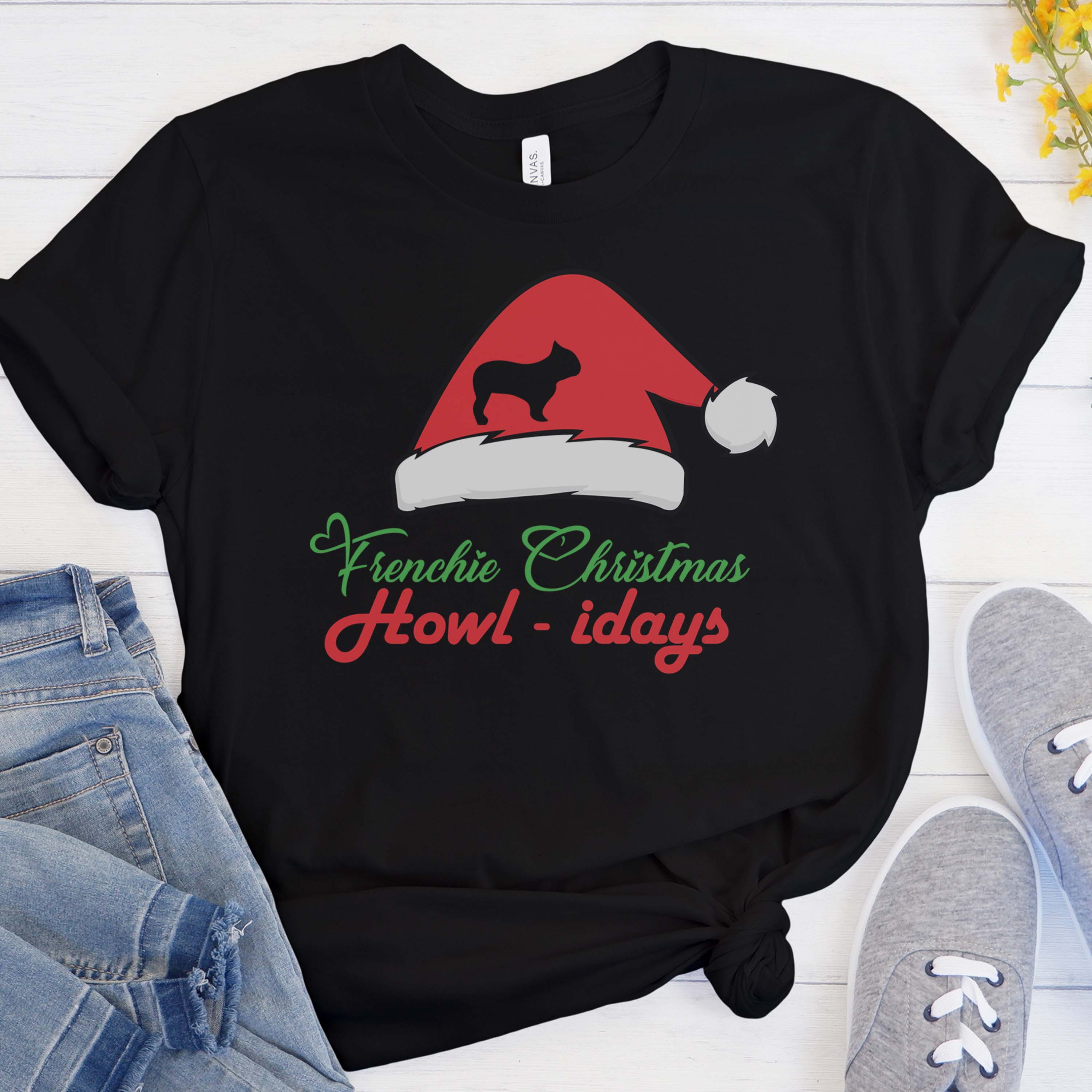 Christmas Christmas Cotton T-Shirt for Frenchie Enthusiasts-fadou