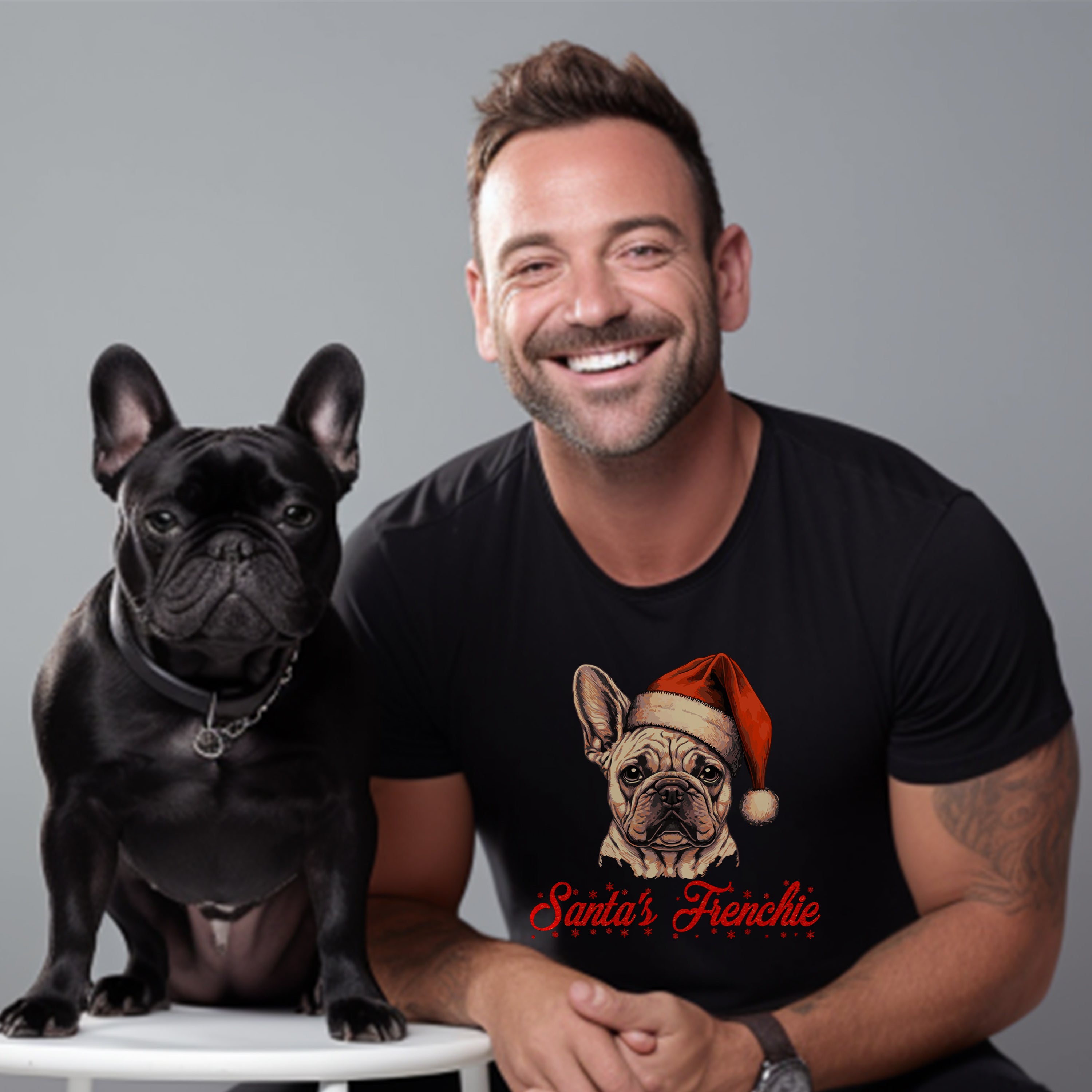 Santa's Frenchie - Unisex T-Shirt for Dog Lovers and Owners-fadou