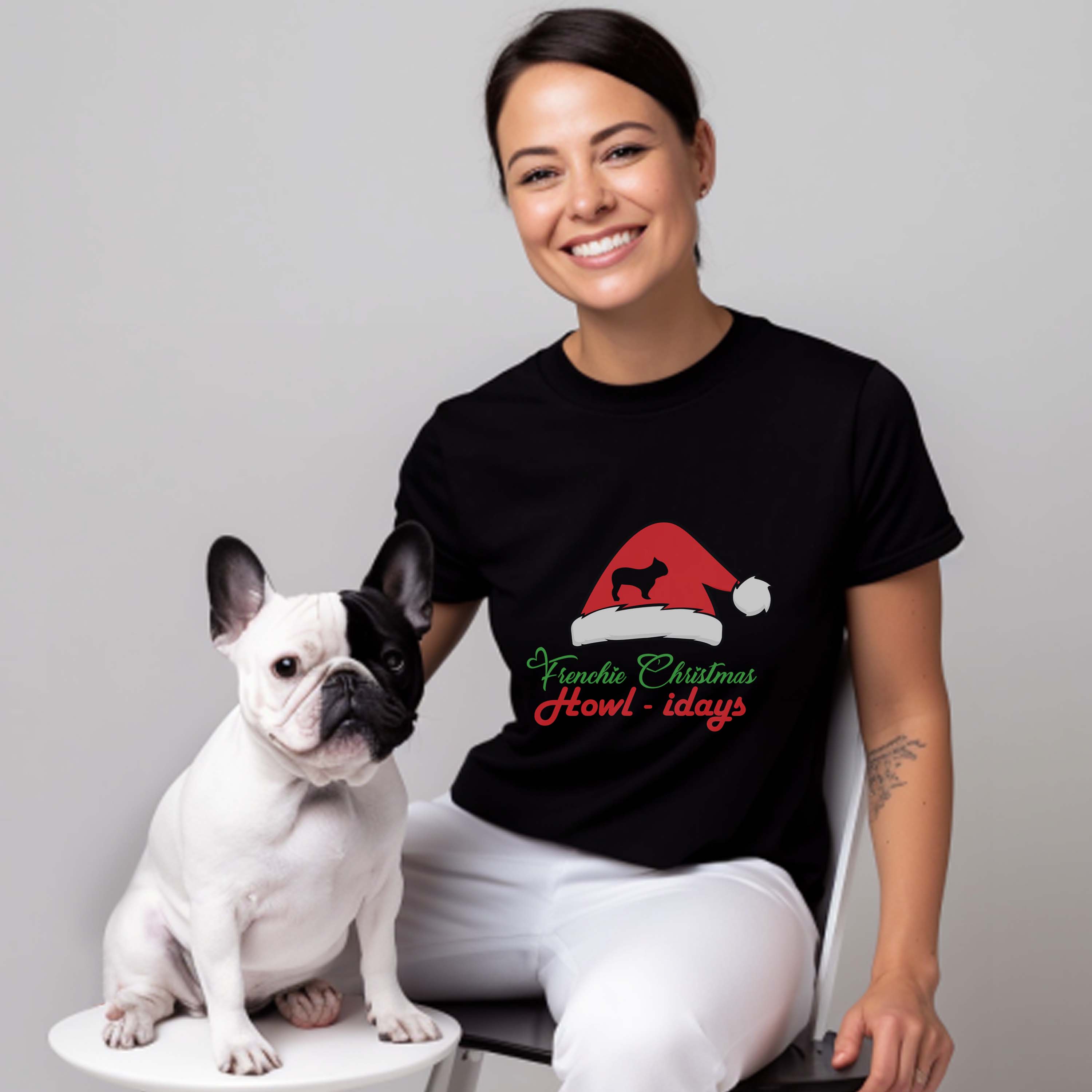 Christmas Christmas Cotton T-Shirt for Frenchie Enthusiasts-fadou