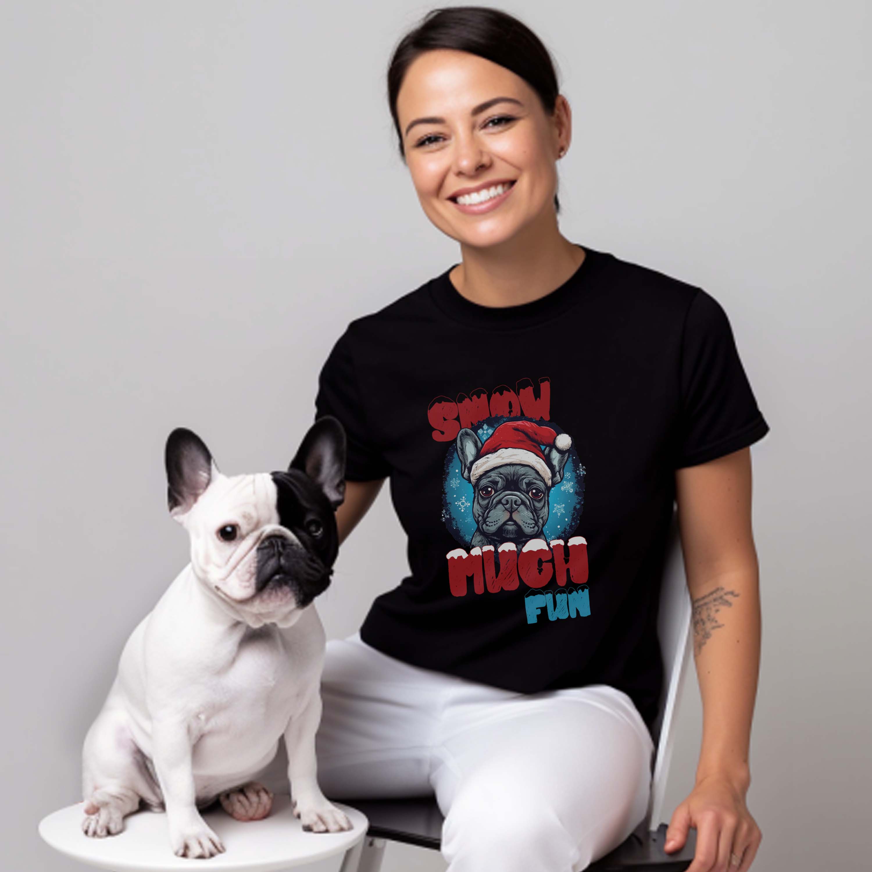 Snow Fun- Unisex T-Shirt for French Bulldog Owners and Fans-fadou