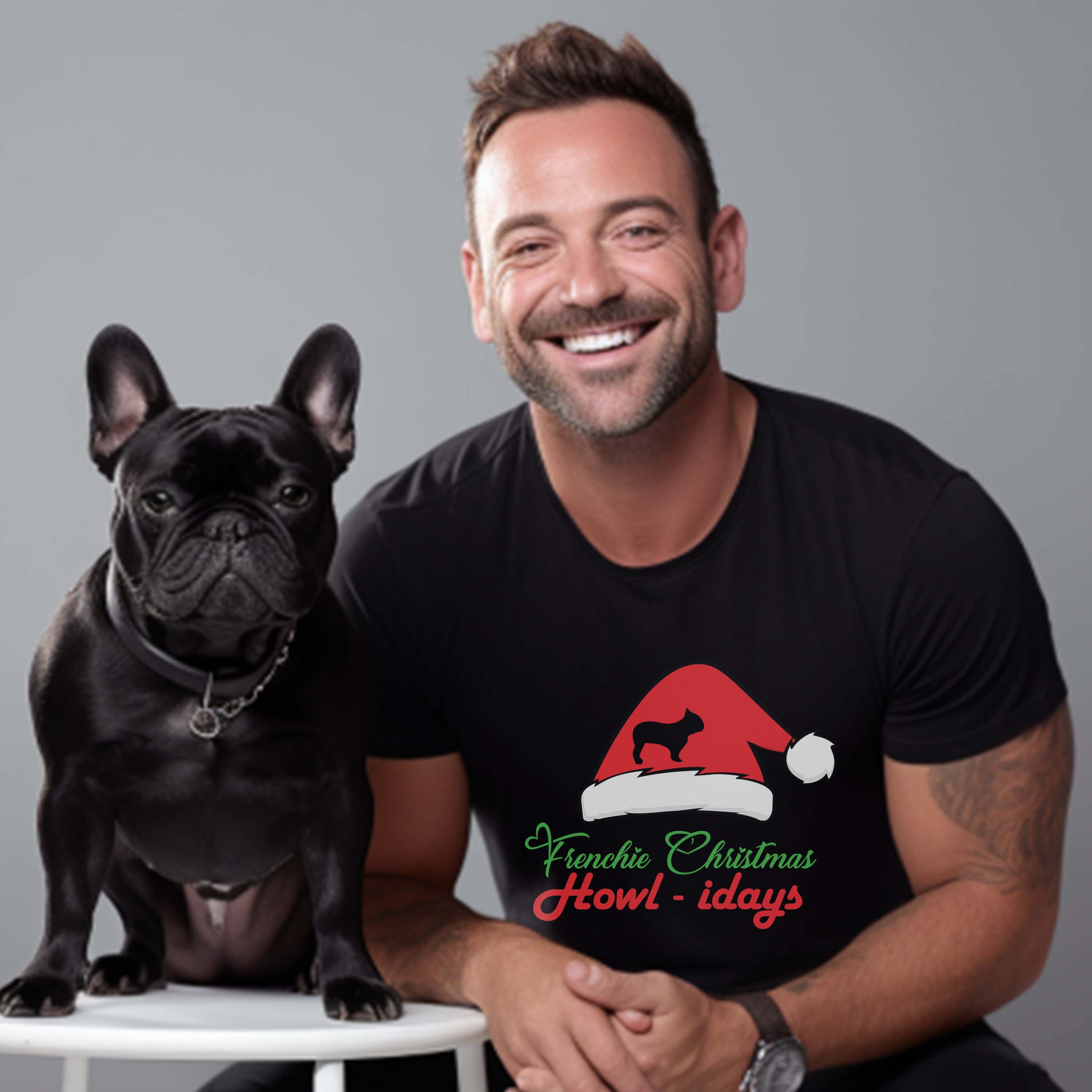 Christmas Christmas Cotton T-Shirt for Frenchie Enthusiasts-fadou