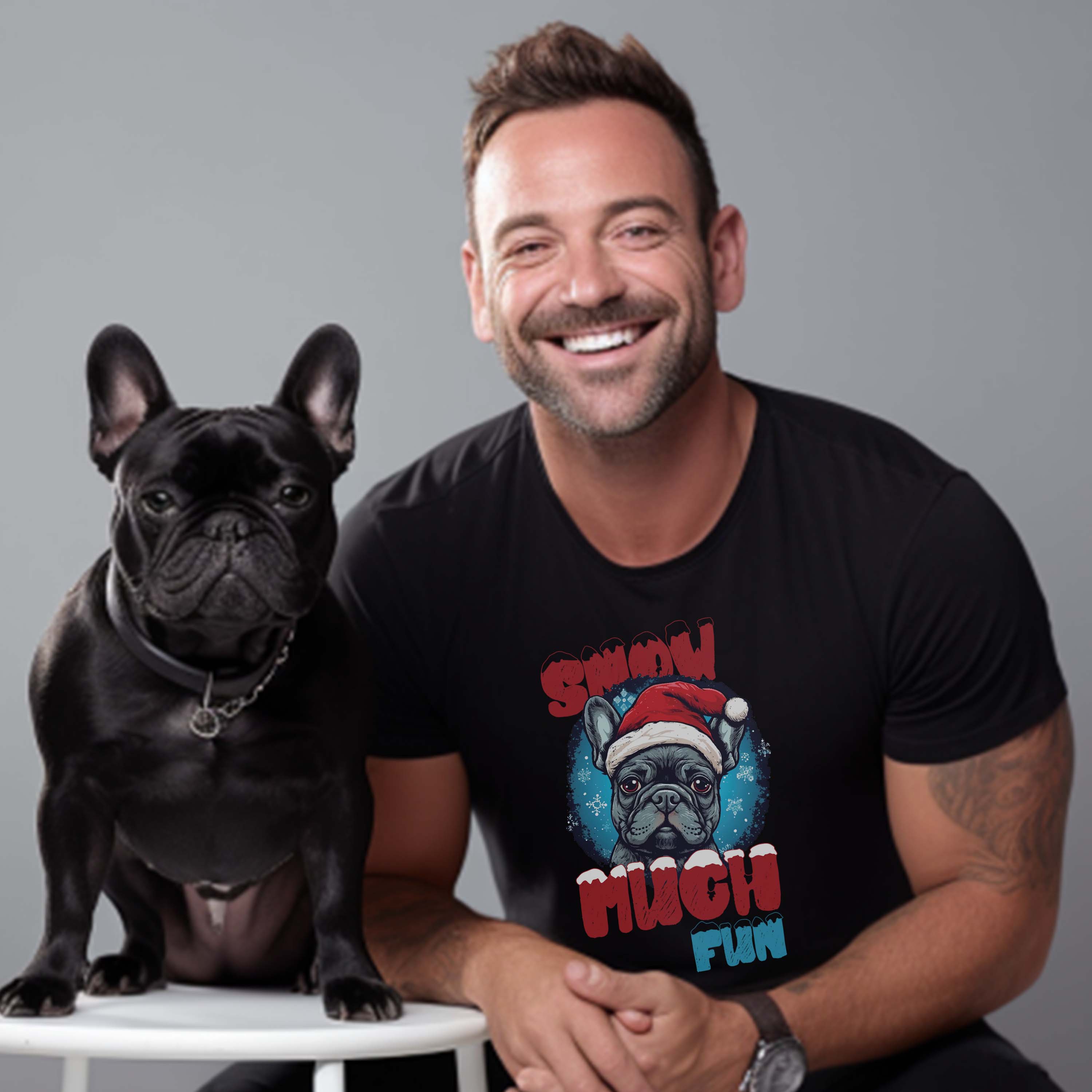 Snow Fun- Unisex T-Shirt for French Bulldog Owners and Fans-fadou