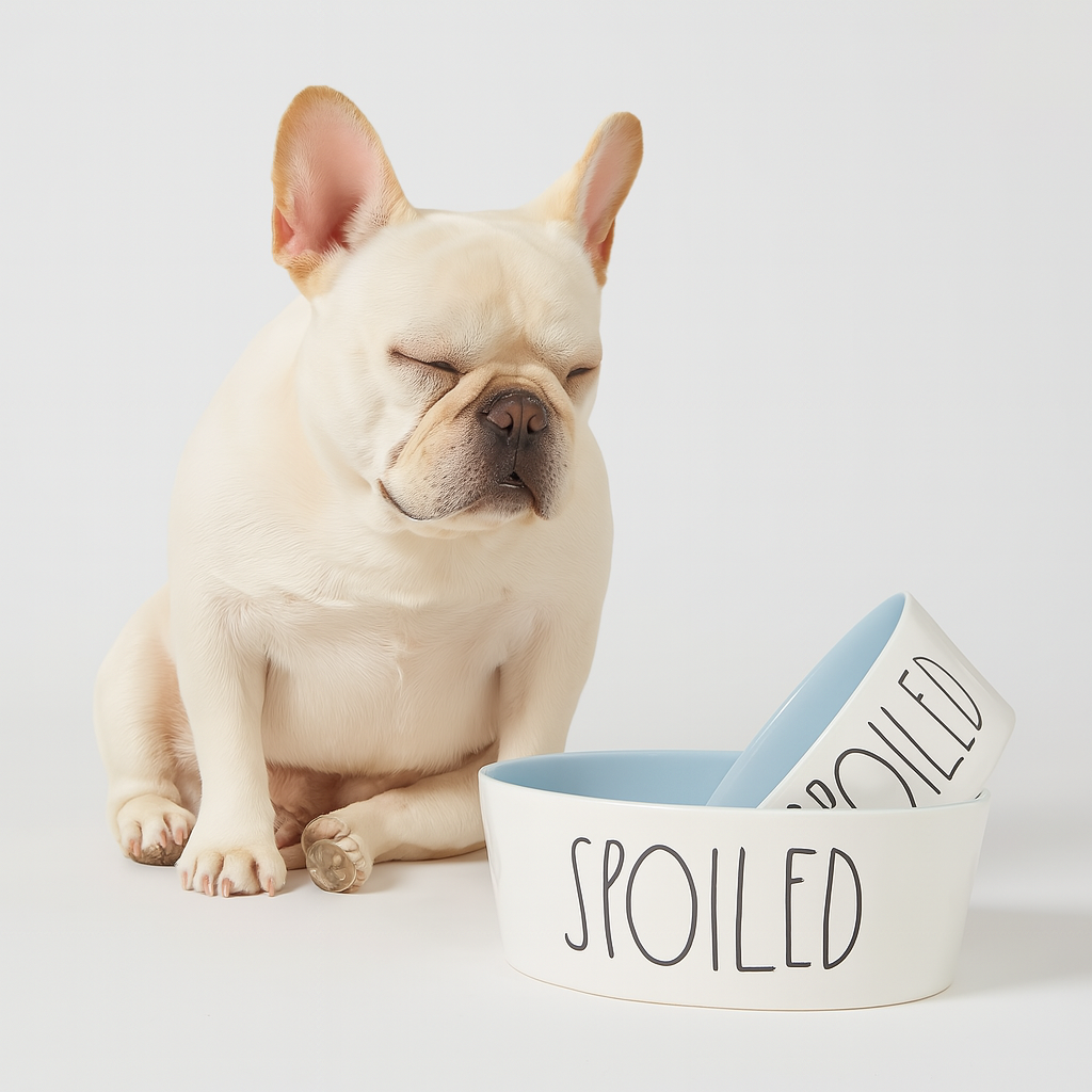 French Bulldog Ceramic Feeding Bowl for Short-Nosed Dogs-fadou