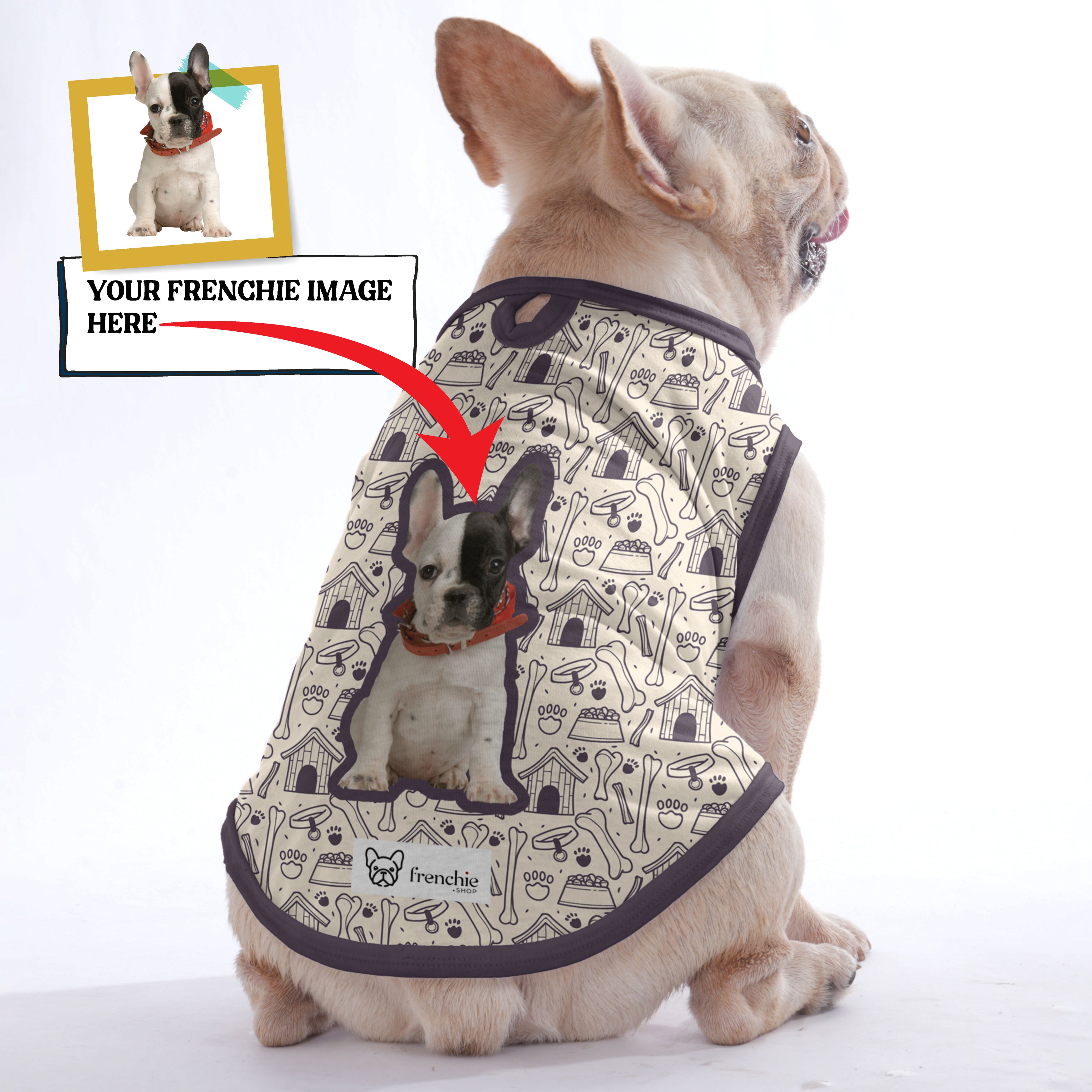 French Bulldog Personalized Cotton Tee for Brachycephalic Dogs-fadou