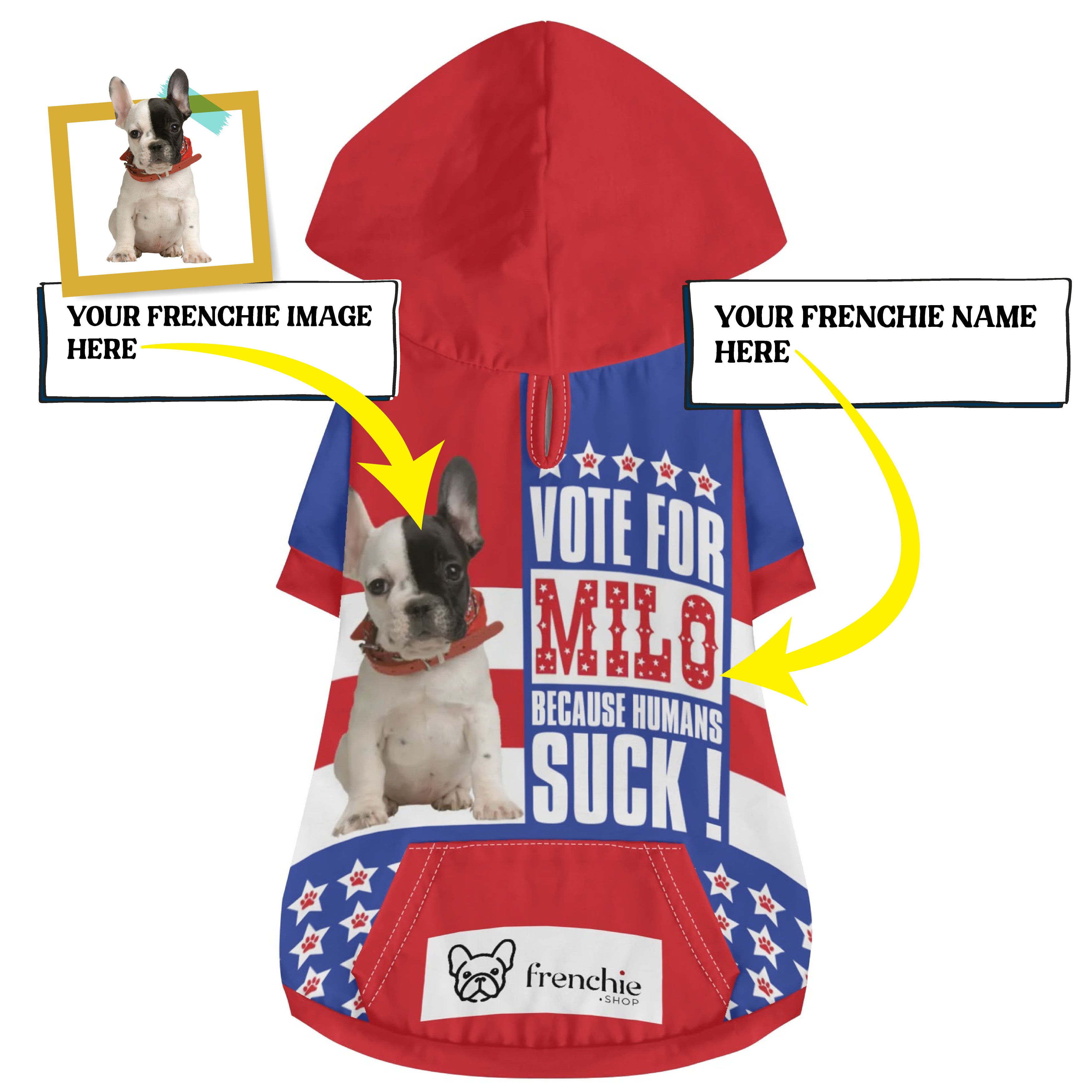French Bulldog Custom Fleece Hoodie for Outdoor Adventures-fadou