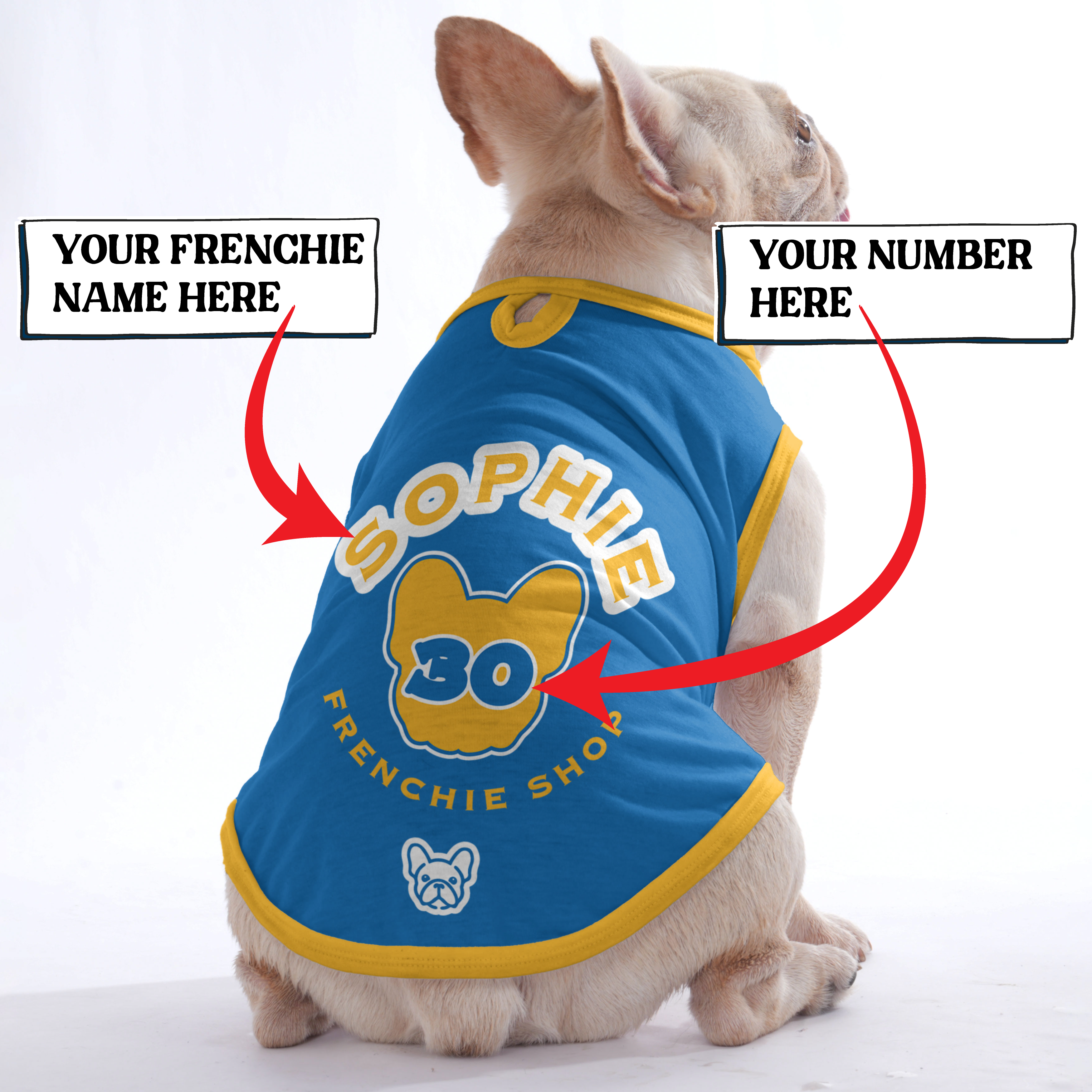 Custom Frenchie Shirt with Name & Number - for French Bulldogs-fadou