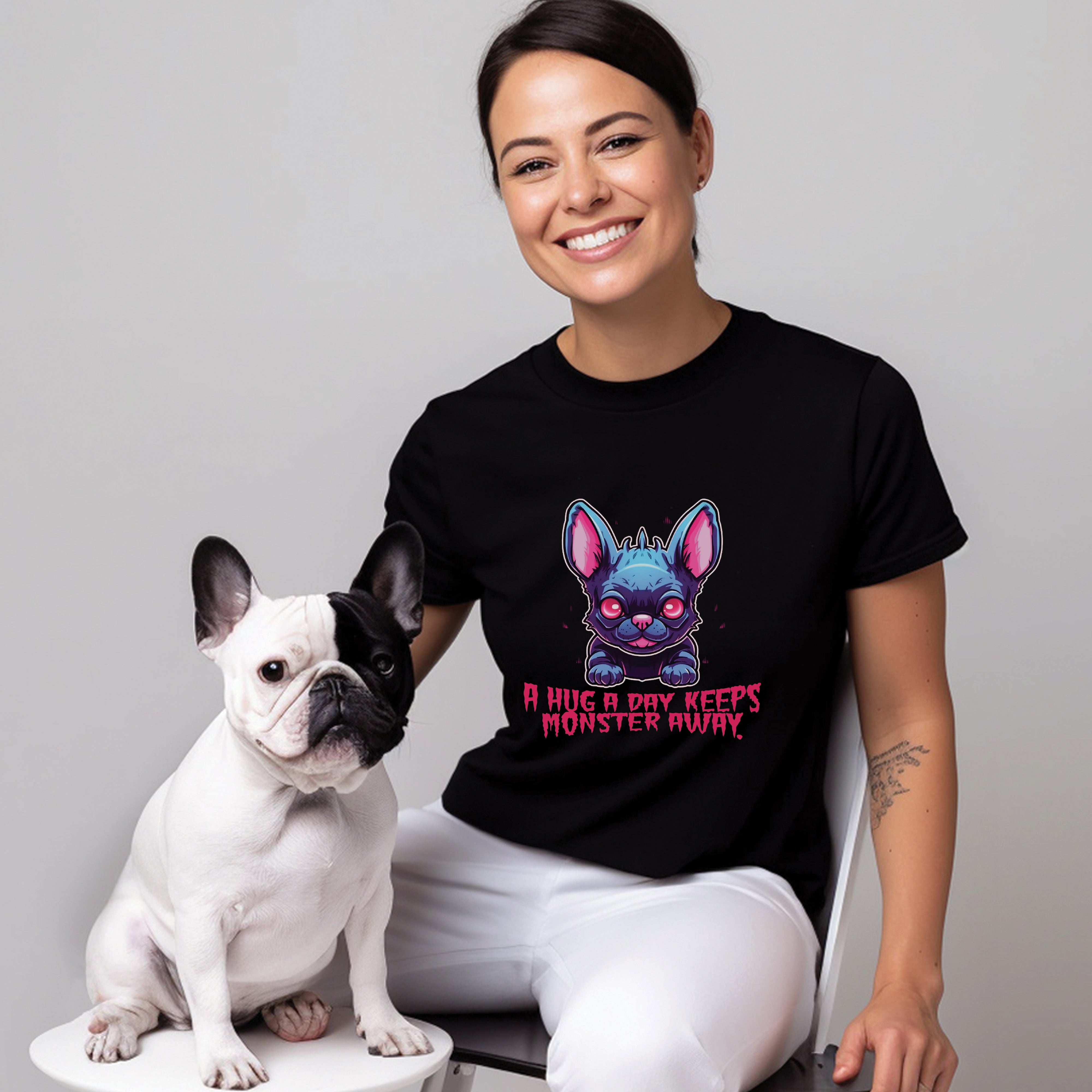 Charm French Bulldog Dog Lover Tee for Frenchie Enthusiasts-fadou