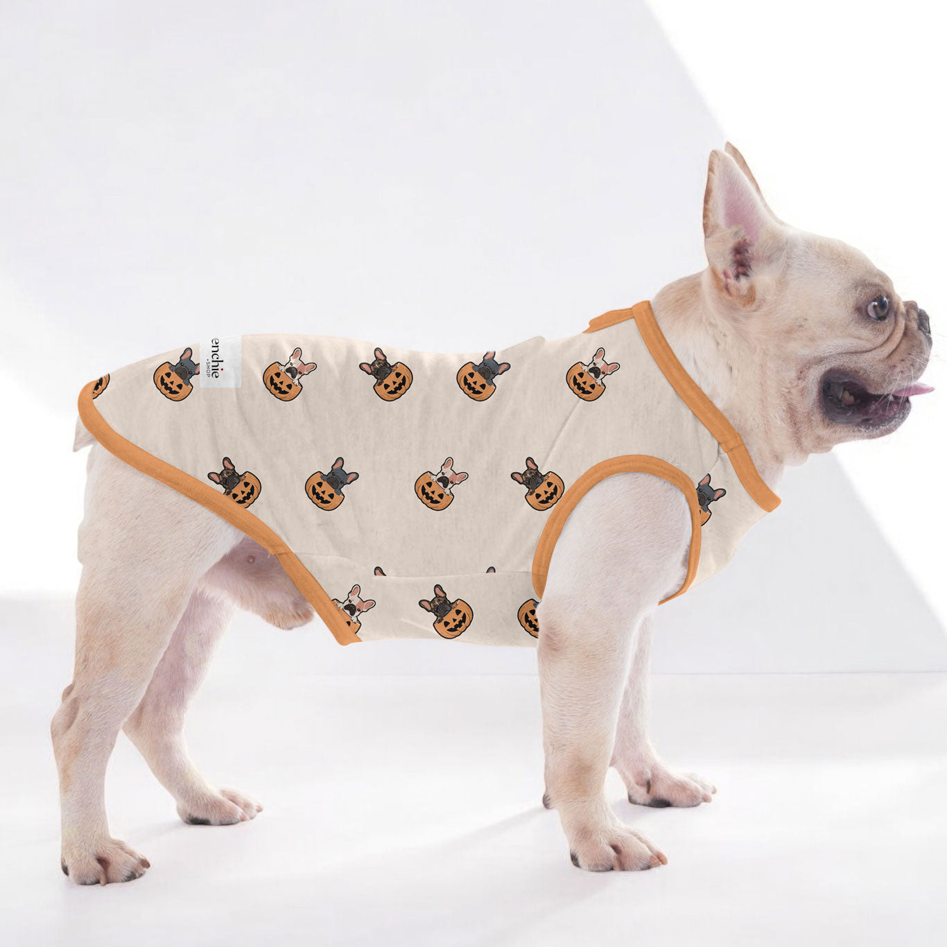 French Bulldog Halloween Cotton Tee for Training Sessions-fadou