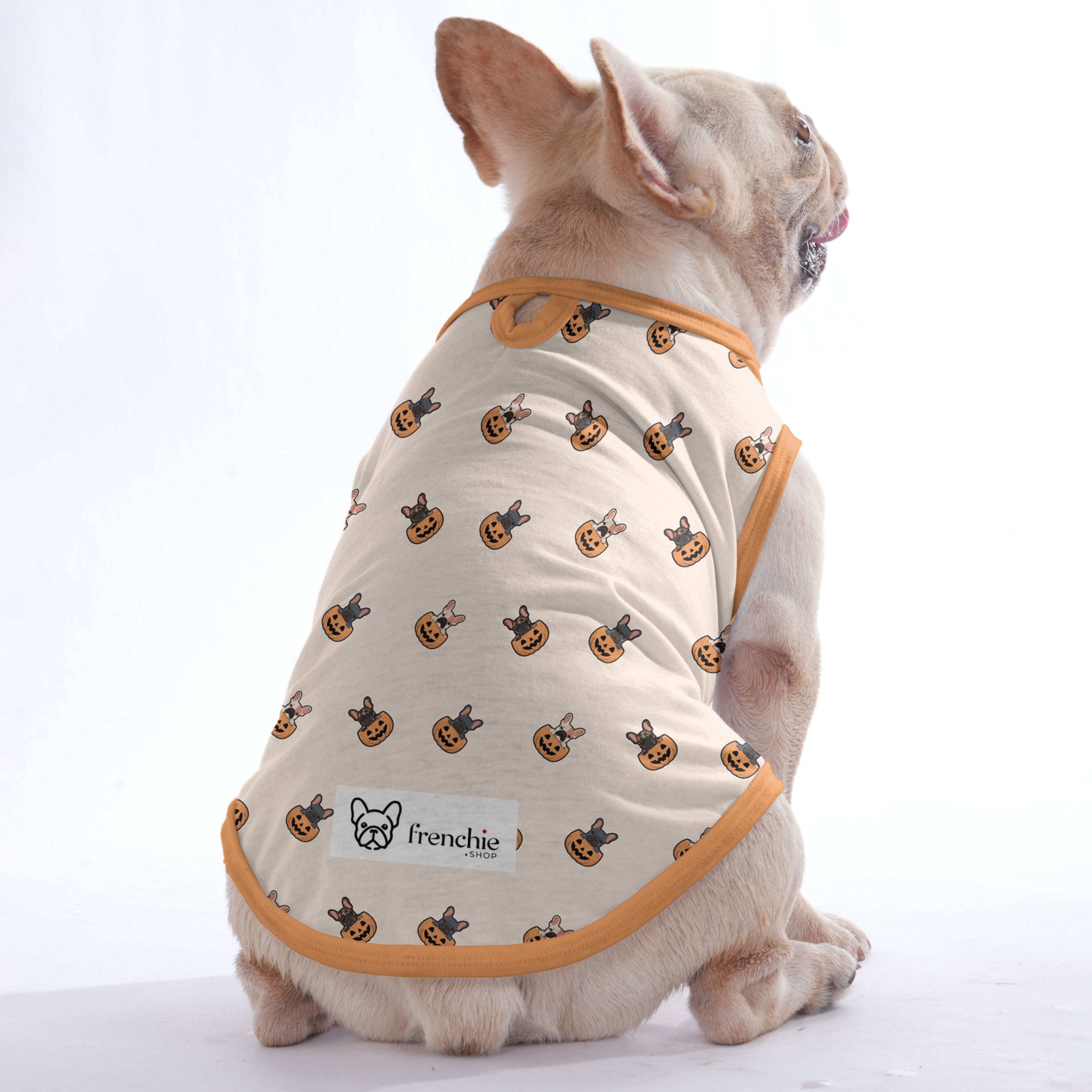 French Bulldog Halloween Cotton Tee for Training Sessions-fadou