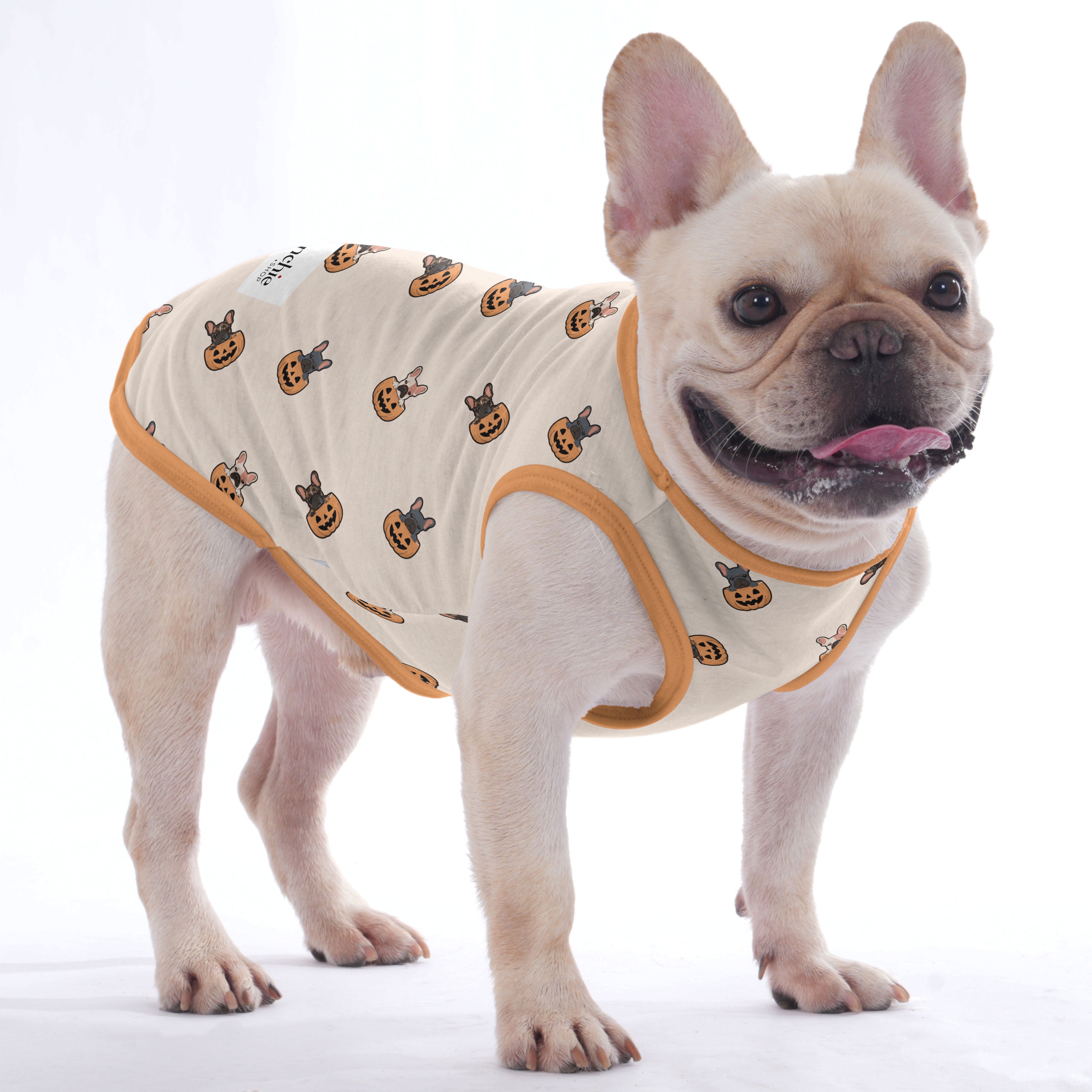 French Bulldog Halloween Cotton Tee for Training Sessions-fadou