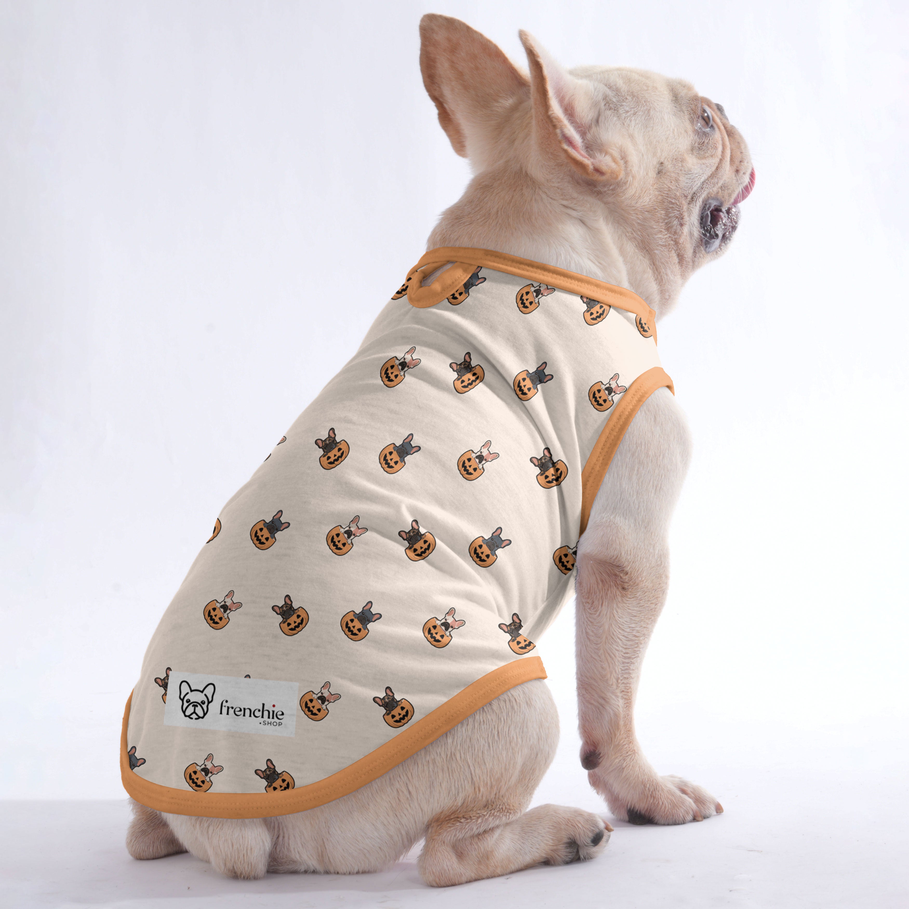 French Bulldog Halloween Cotton Tee for Training Sessions-fadou