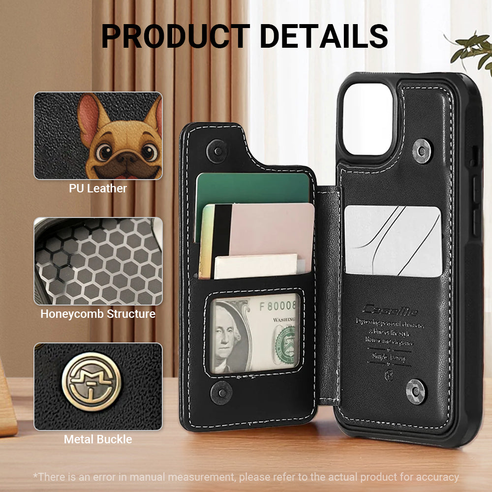 Leather Personalized Slim Wallet for Frenchie Enthusiasts-fadou
