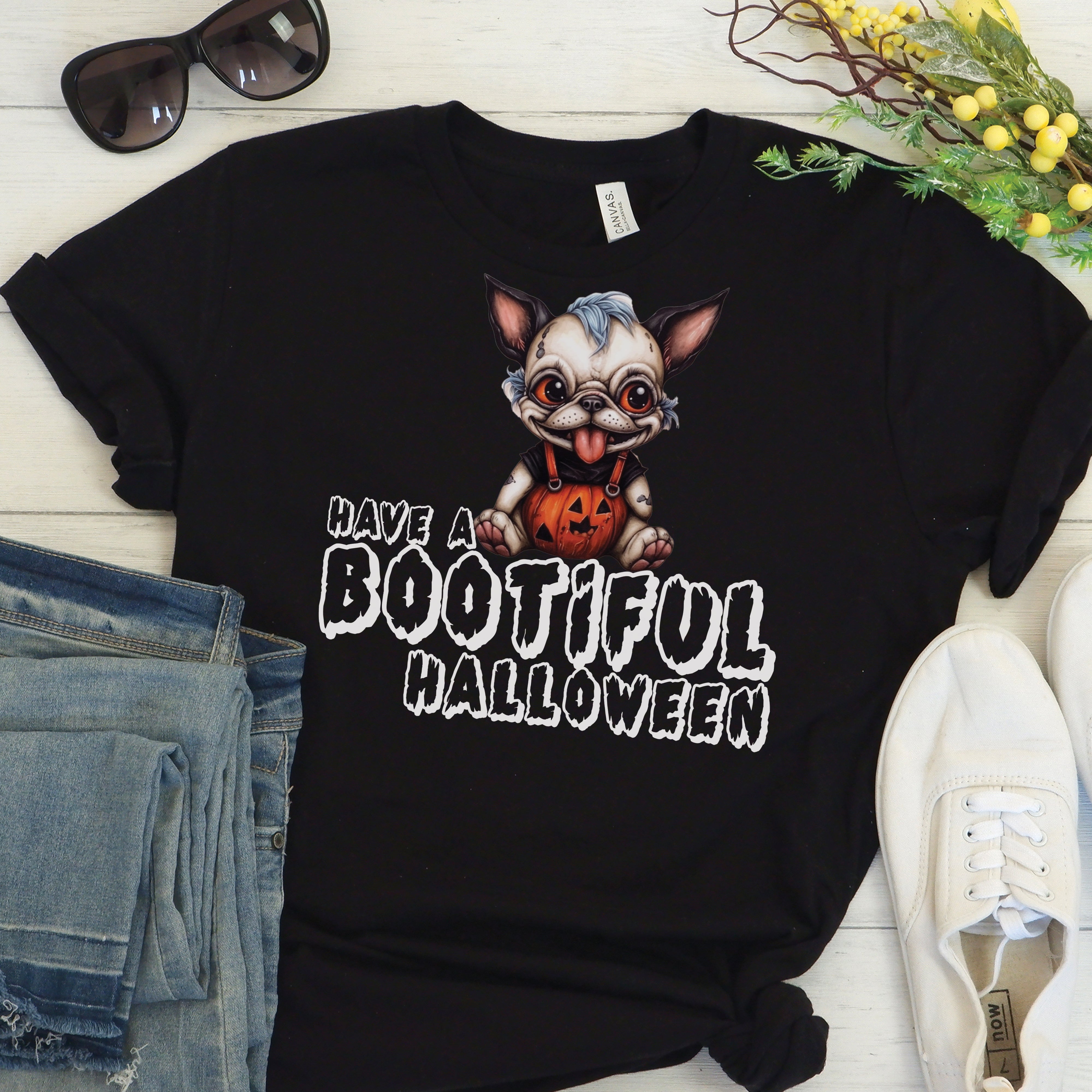 French Bulldog Halloween Cotton T-Shirt for Frenchie Fans-fadou