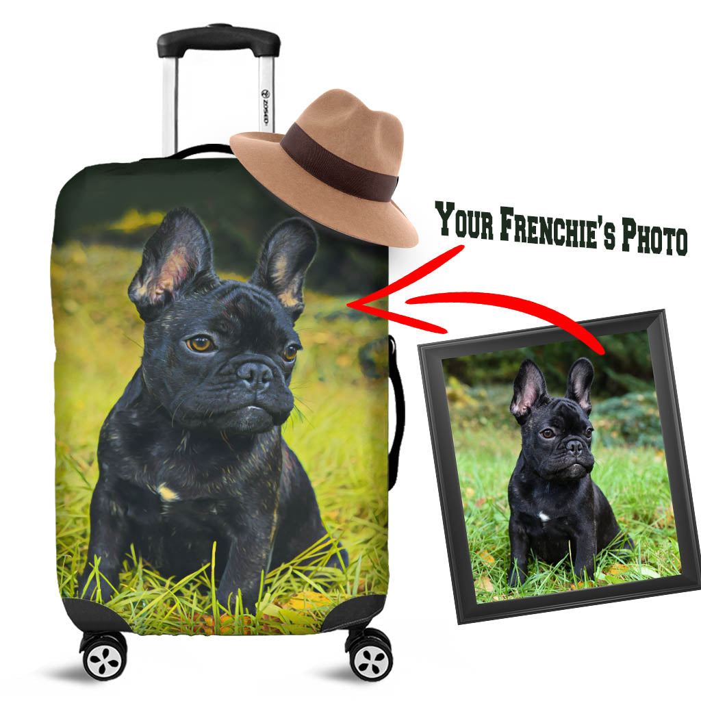 Custom Luggage Cover with Frenchie Picture for Pet Parents-fadou