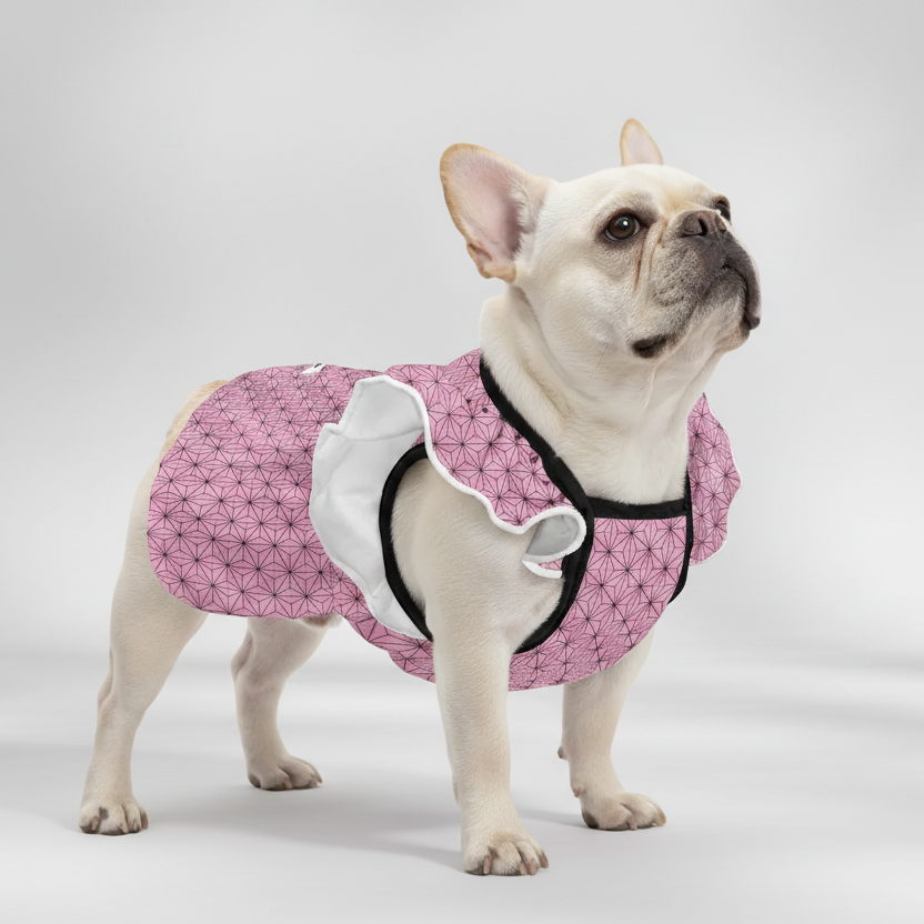 Peach French Bulldog Summer Dress for Outdoor Adventures-fadou
