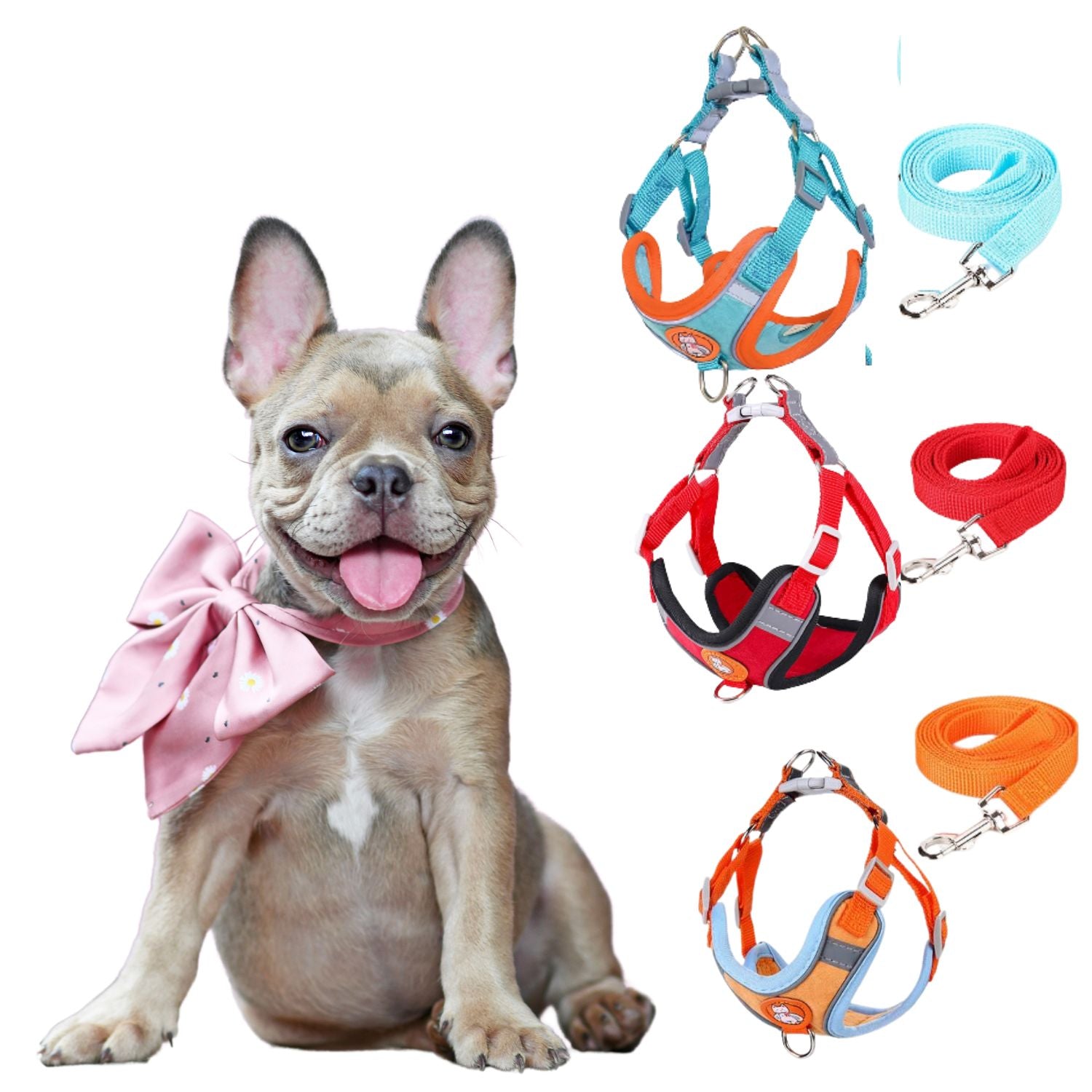 French Bulldog Adjustable No-Pull Vest for Outdoor Adventures-fadou