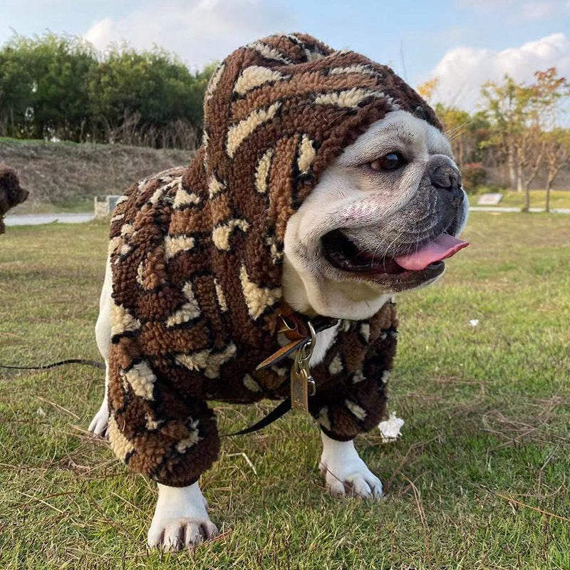 French Bulldog Winter Fleece Hoodie for Flat-Face Breeds-fadou