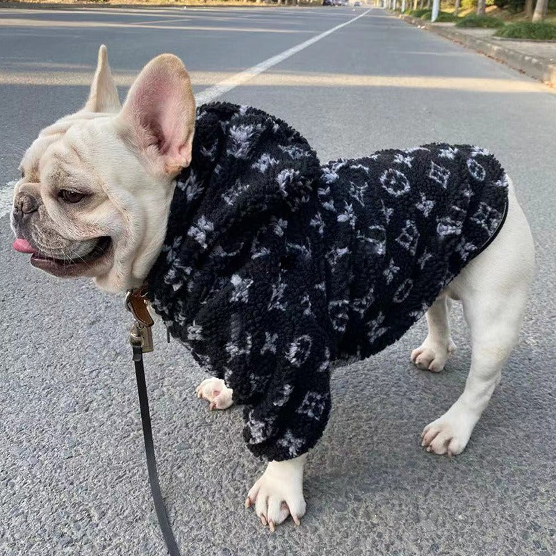French Bulldog Winter Fleece Hoodie for Flat-Face Breeds-fadou