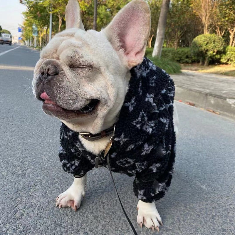 French Bulldog Winter Fleece Hoodie for Flat-Face Breeds-fadou