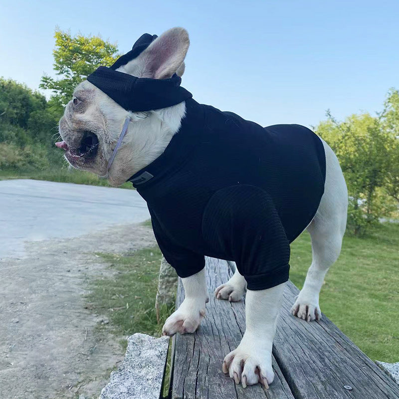 French Bulldog Waffle Sweater with Hat – Stretchy for French Bulldogs-fadou