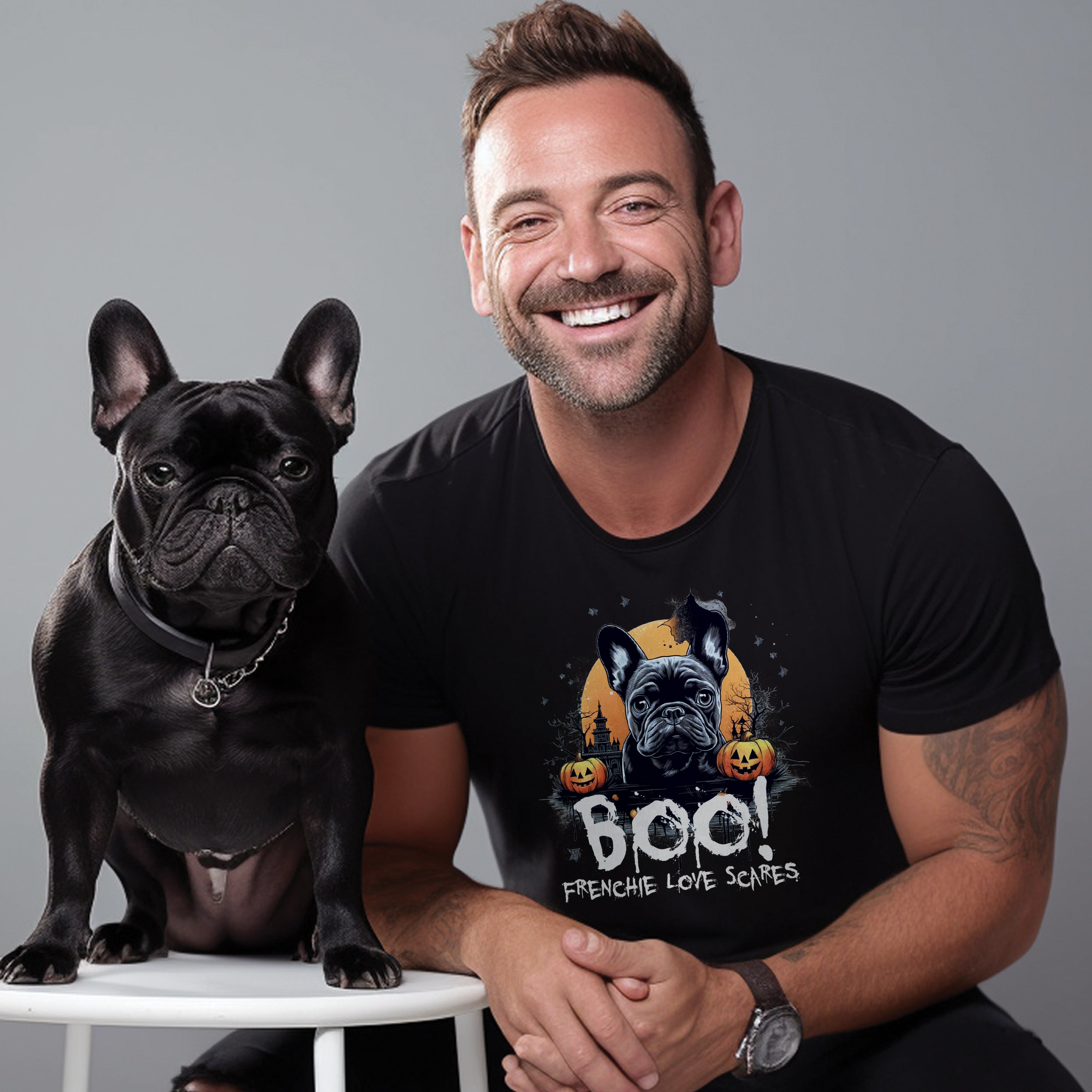 French Bulldog Halloween Cotton T-Shirt for Everyday Wear-fadou