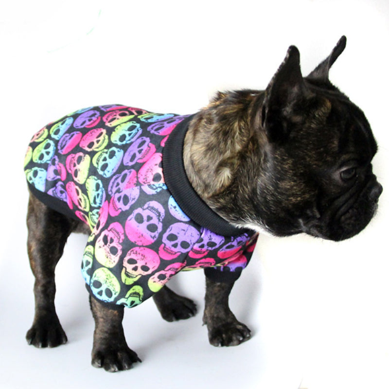 Skull French Bulldog Cotton Tee for Brachycephalic Dogs-fadou