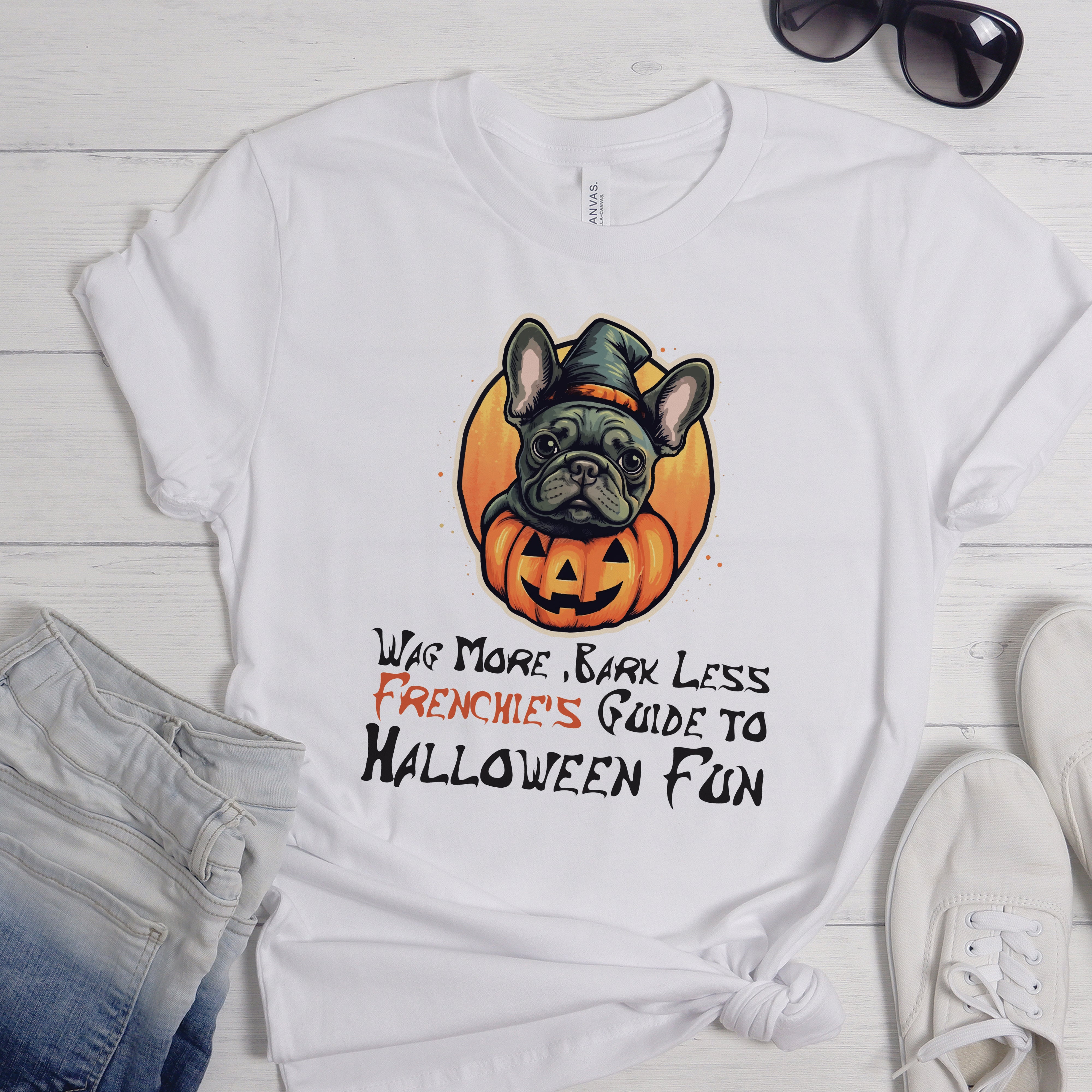 French Bulldog Halloween Cotton T-Shirt for Bulldog Owners-fadou