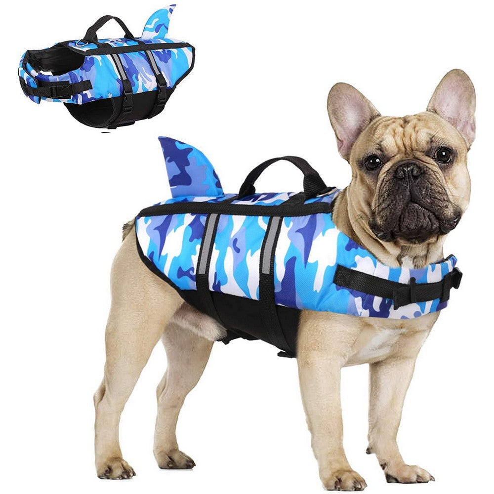 Frenchie Shark Vest Life Jacket with Safety Rescue Handle for Dog Lovers-fadou