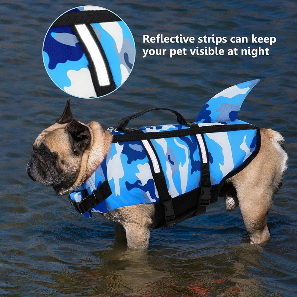 Frenchie Shark Vest Life Jacket with Safety Rescue Handle for Dog Lovers-fadou