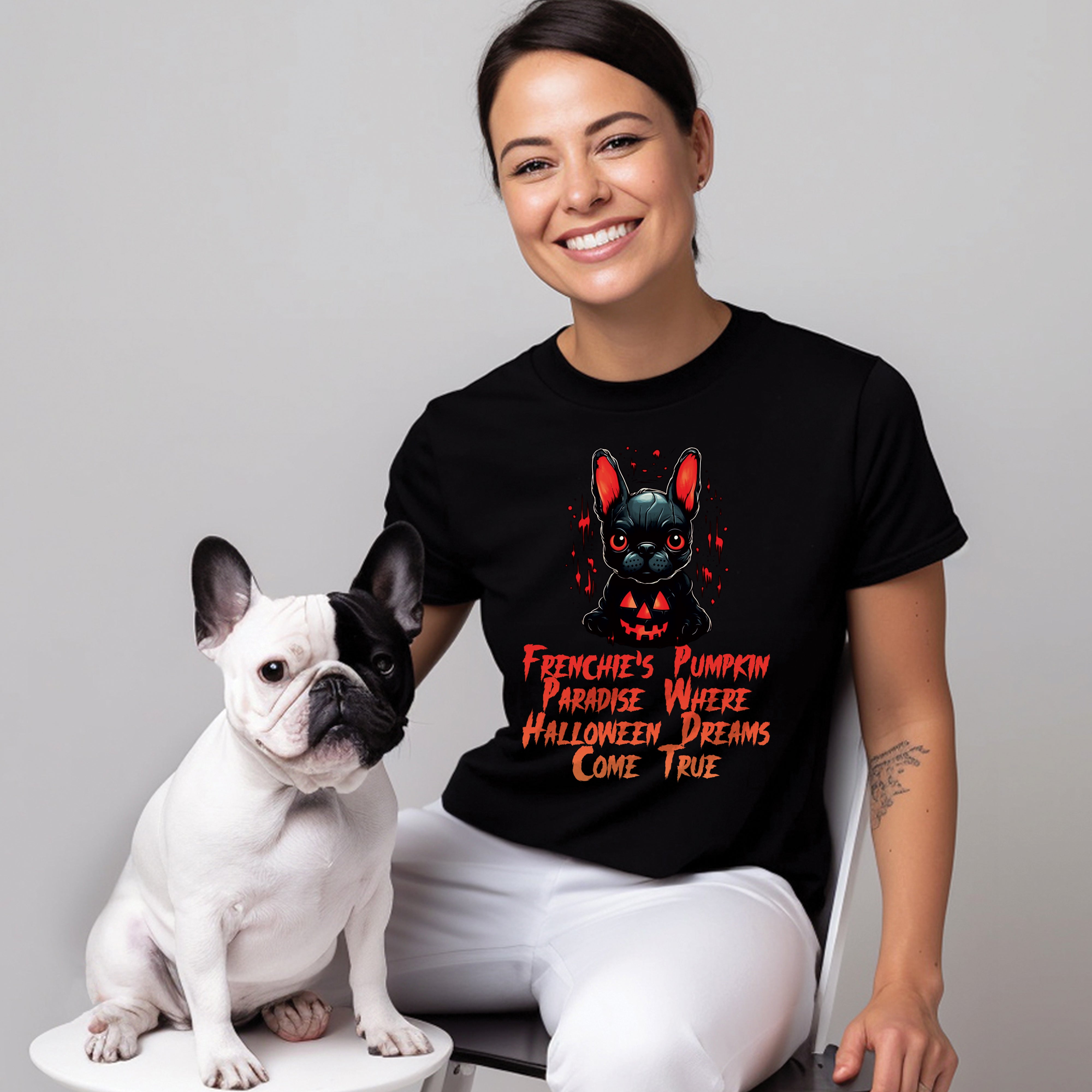 French Bulldog Pumpkin Parade - Unisex T-Shirt for Dog Park Days-fadou