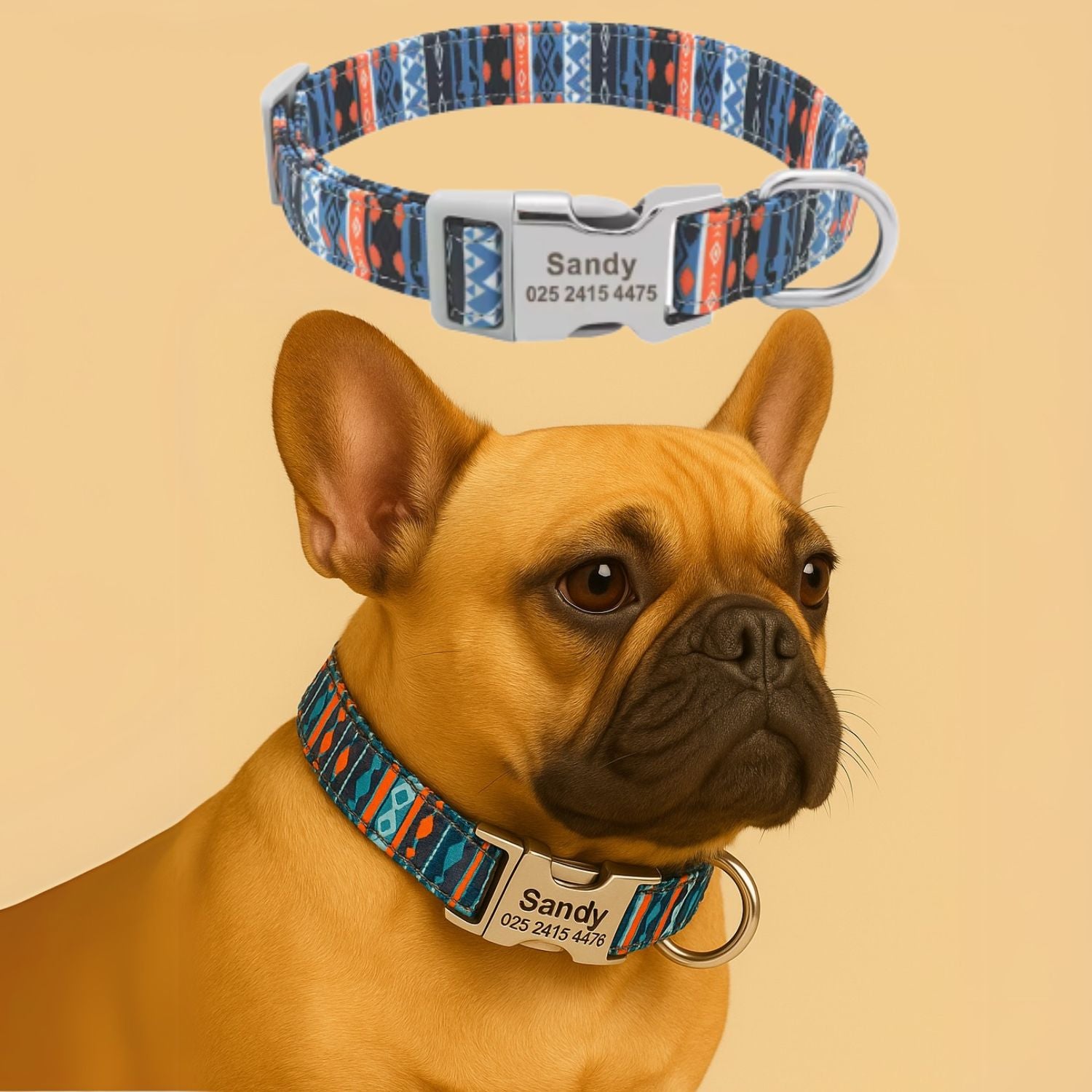 French Bulldog Adjustable Adjustable Collar for Stocky Dogs-fadou